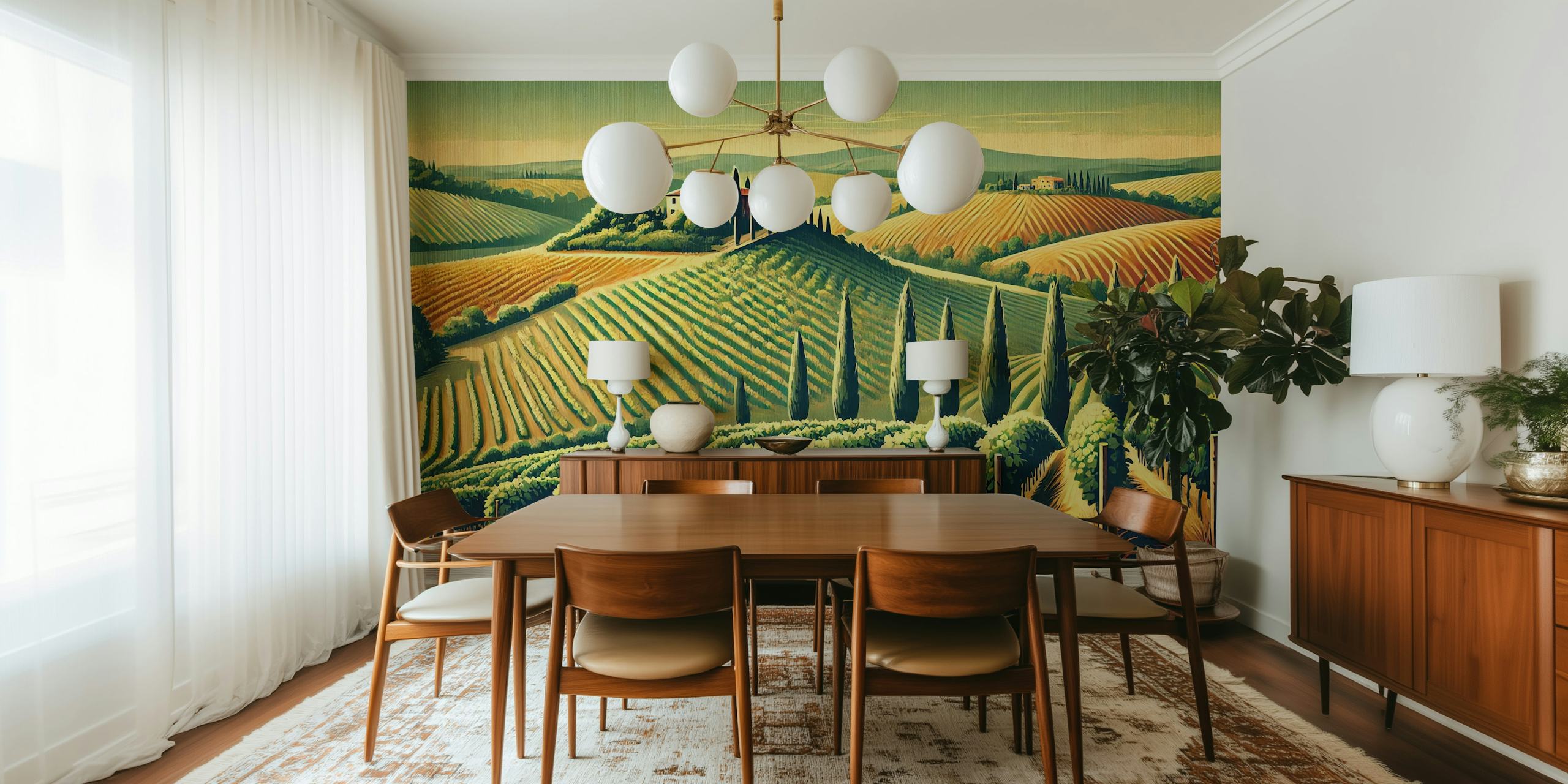 Vintage Vineyard wallpaper v místnosti