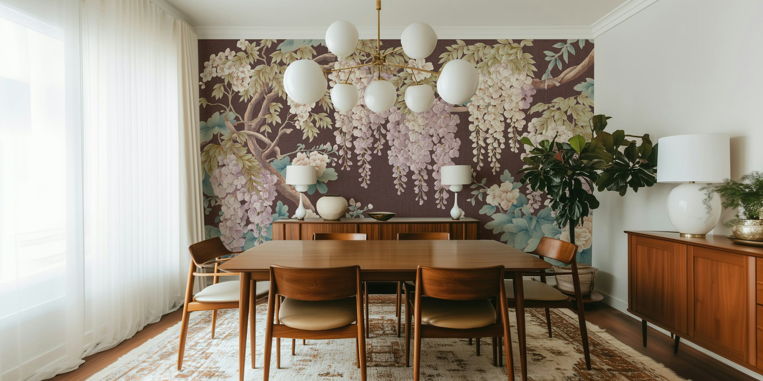 Imperial Wosteria Art Dark Brown tapet i et rom