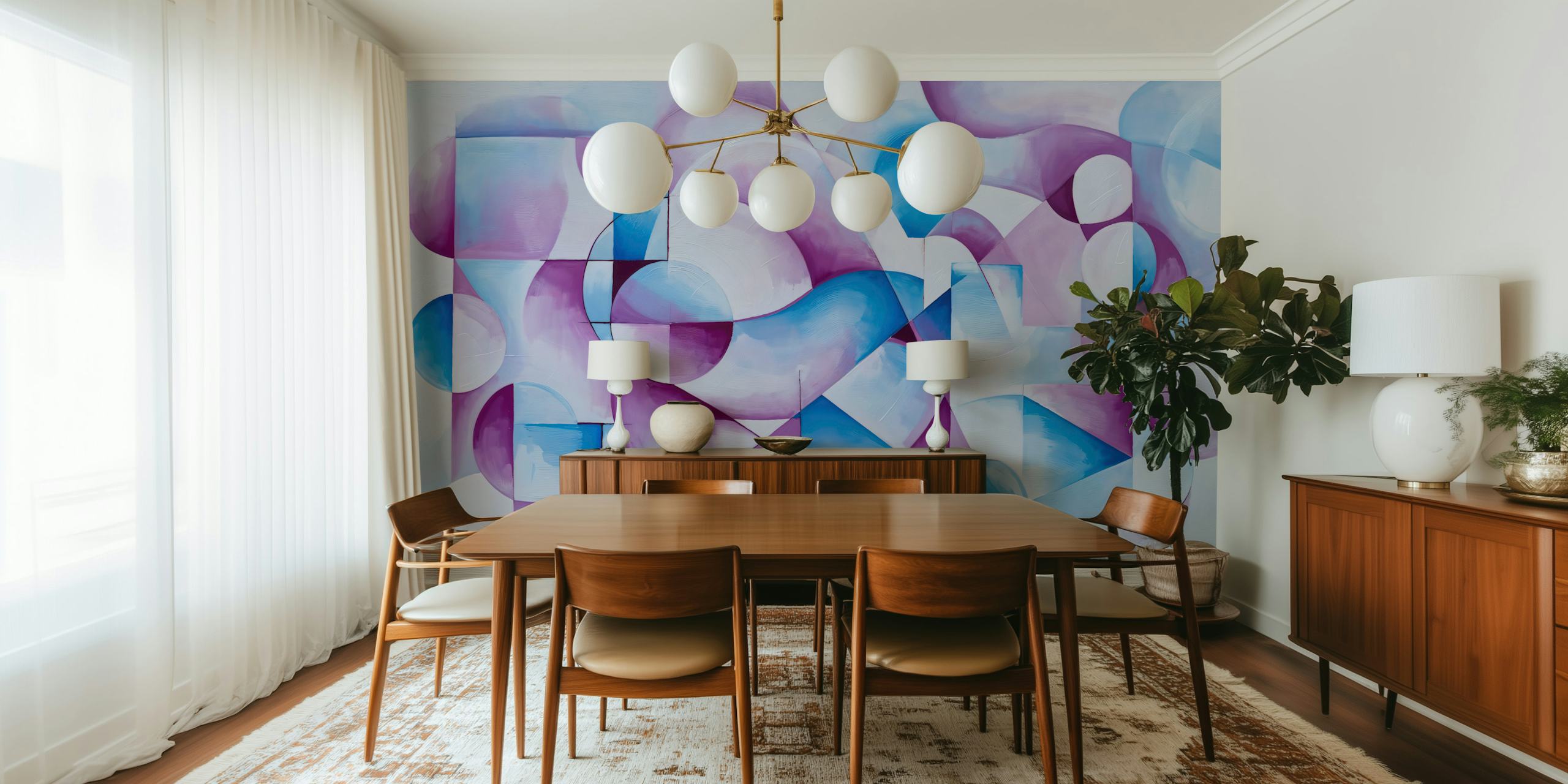 Purple and blue harmony wallpaper in a room