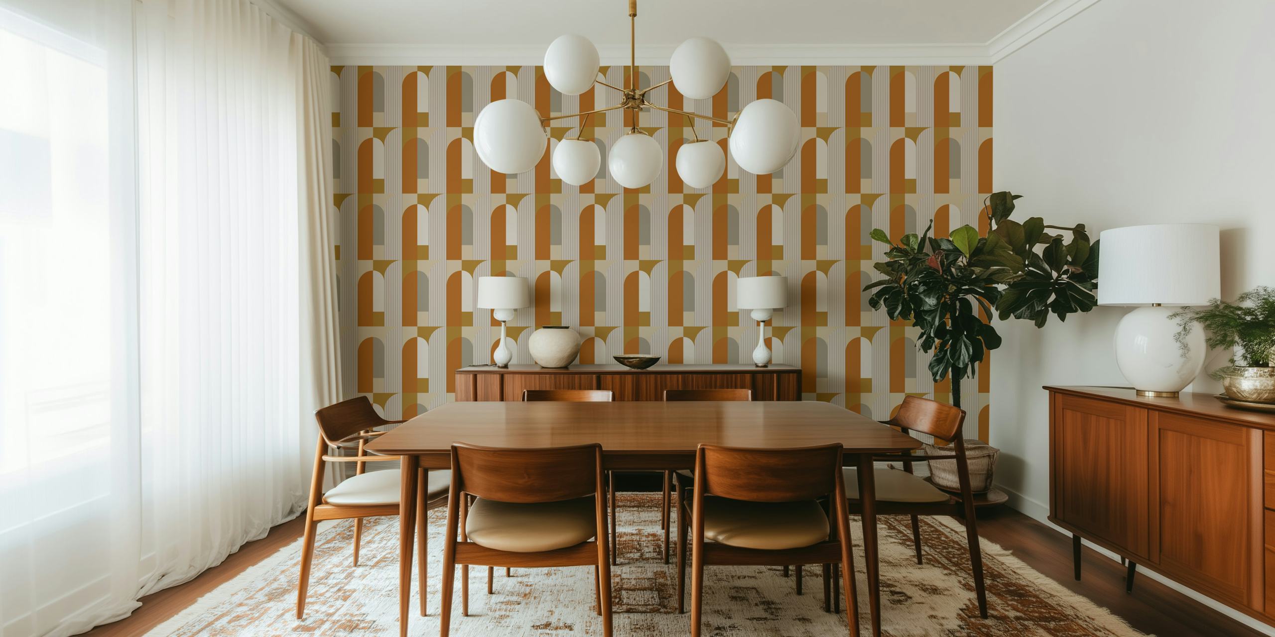 Papel pintado Modern Terracotta Archways en una habitación
