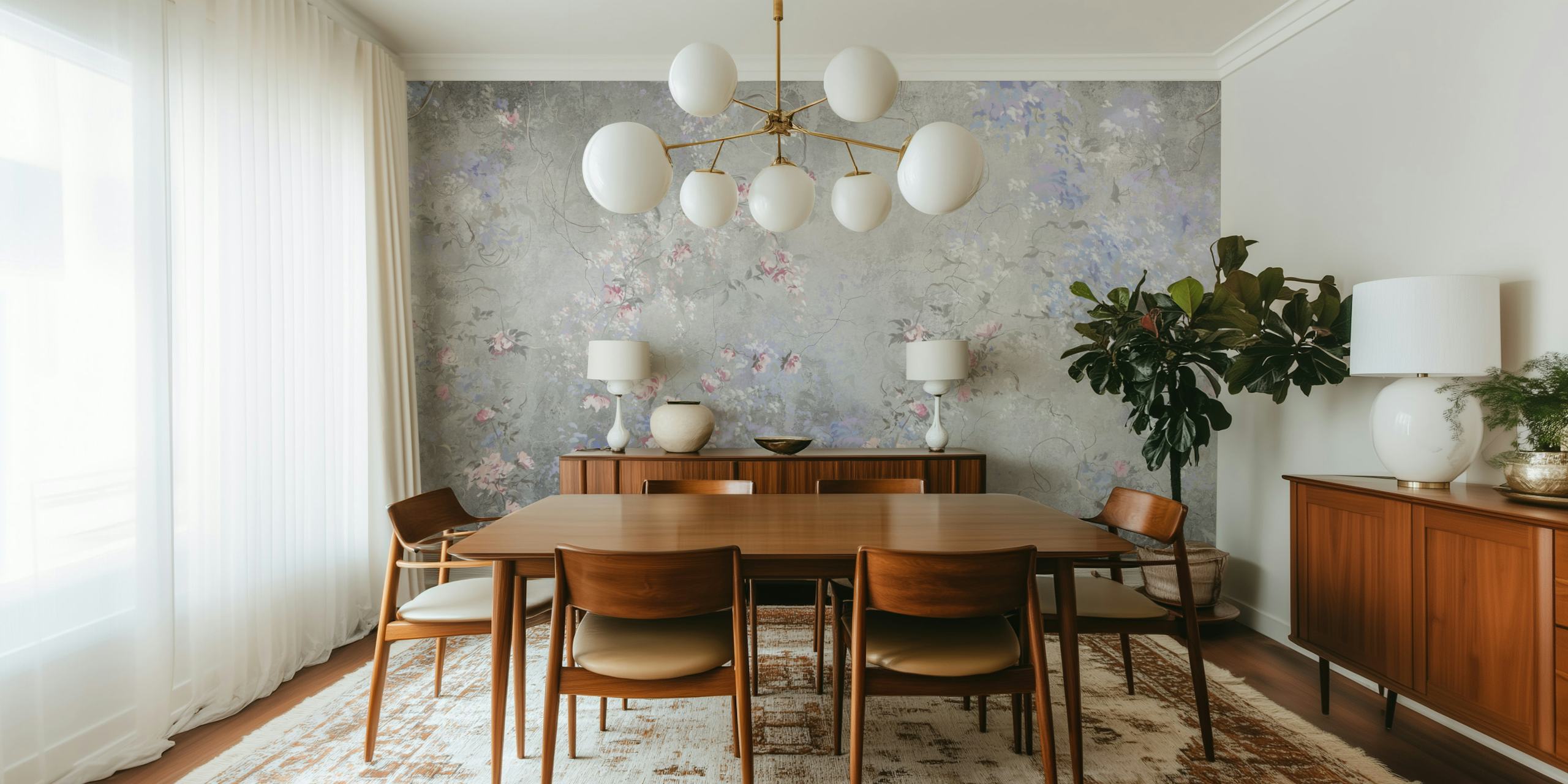 Romantic garden 9 wallpaper design in a room