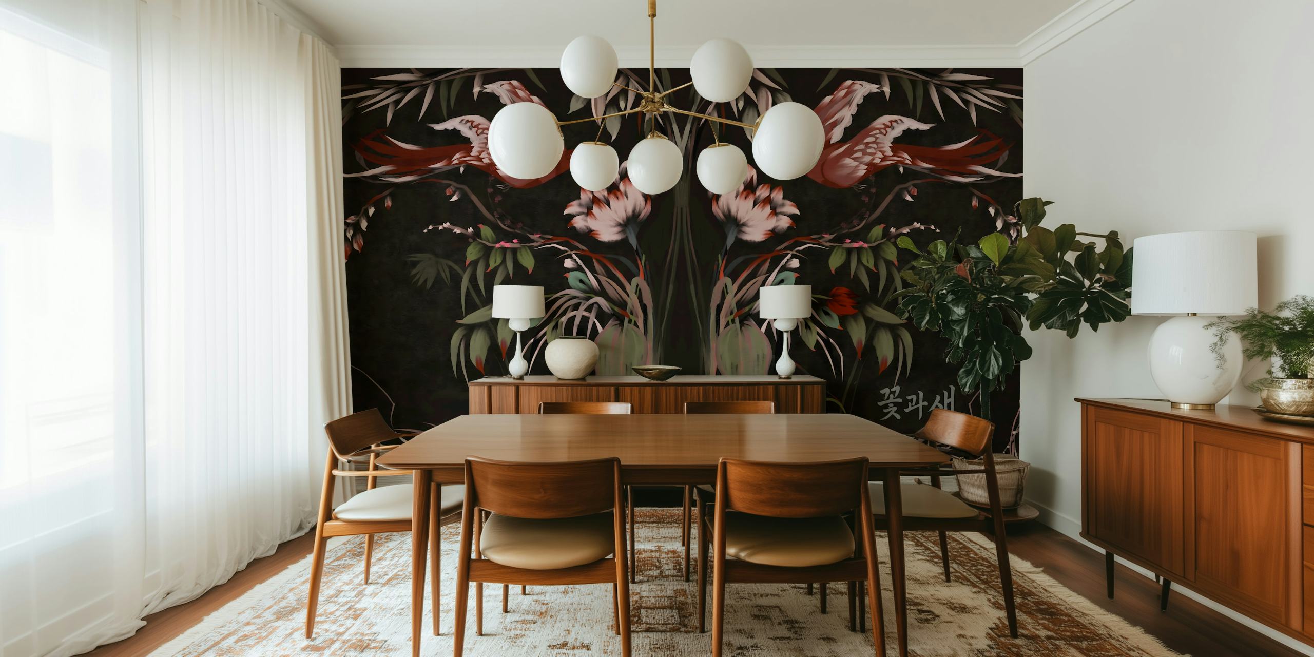 Oriental Birds Joseon Inspired tapet i ett rum