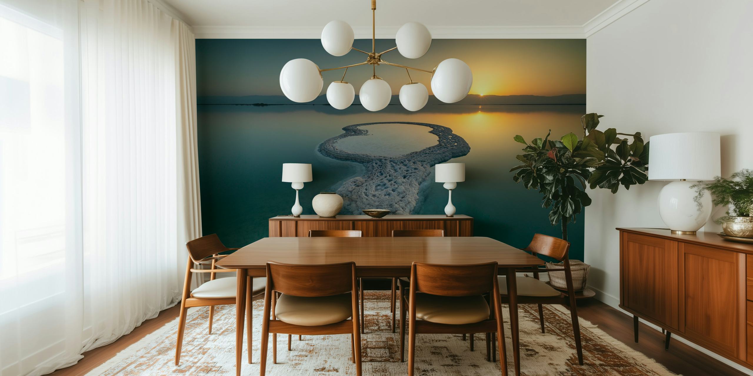 Serenity Now wall mural showing tranquil waters and sunrise
