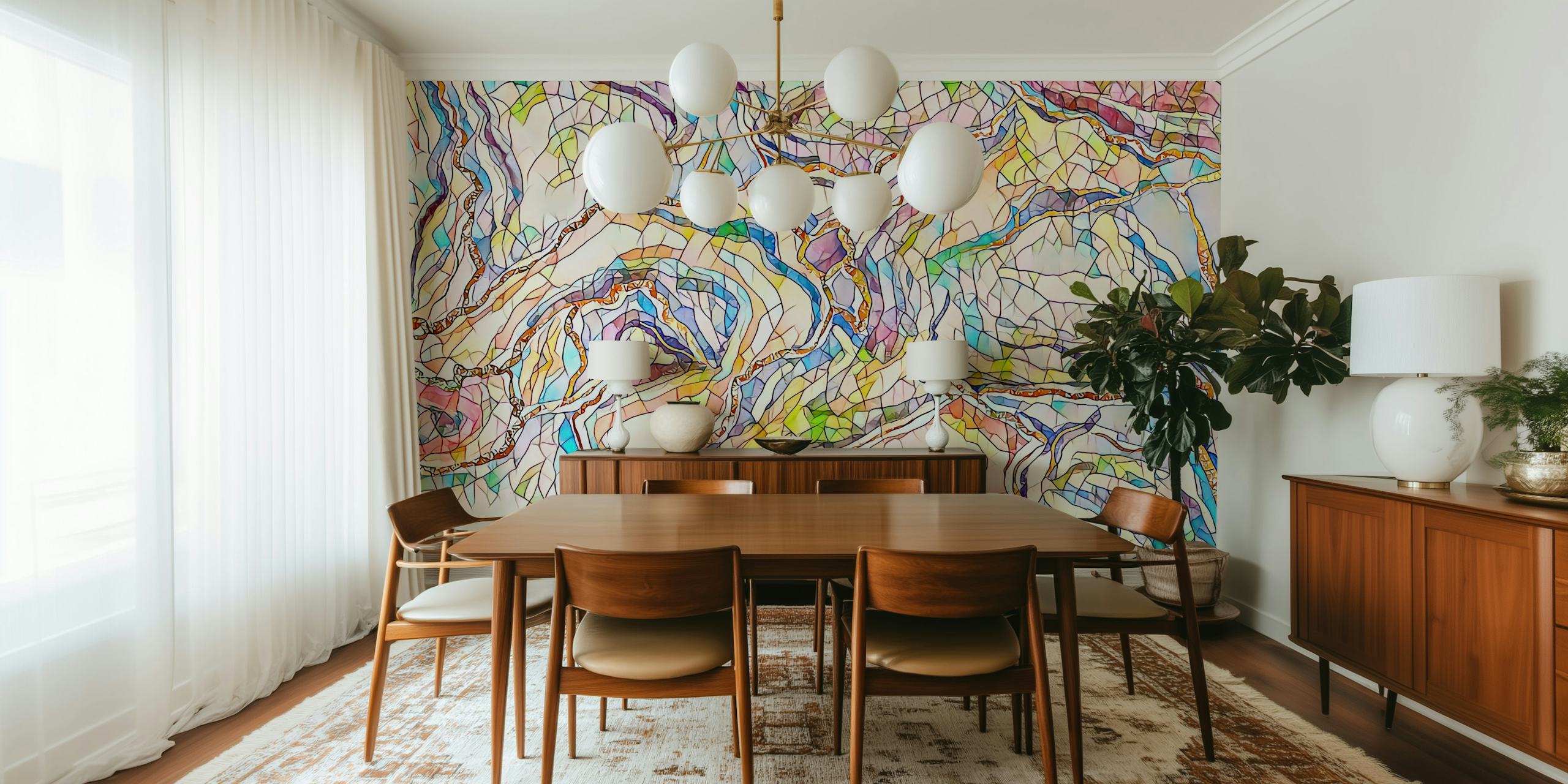 Colorful geometric abstract shapes in pastel tones wallpaper