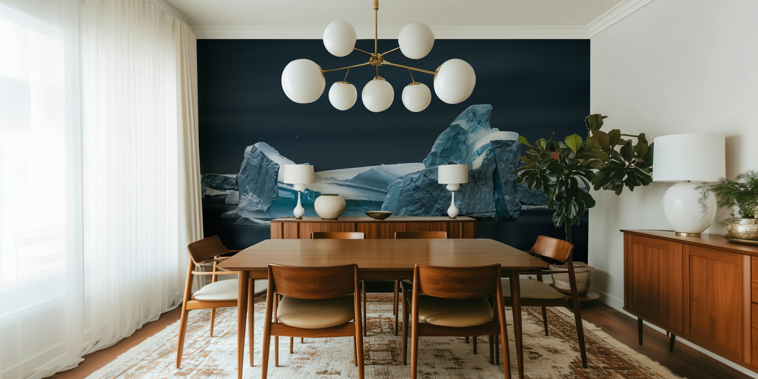 Serene Antarctic behang dat in een kamer wordt getoond