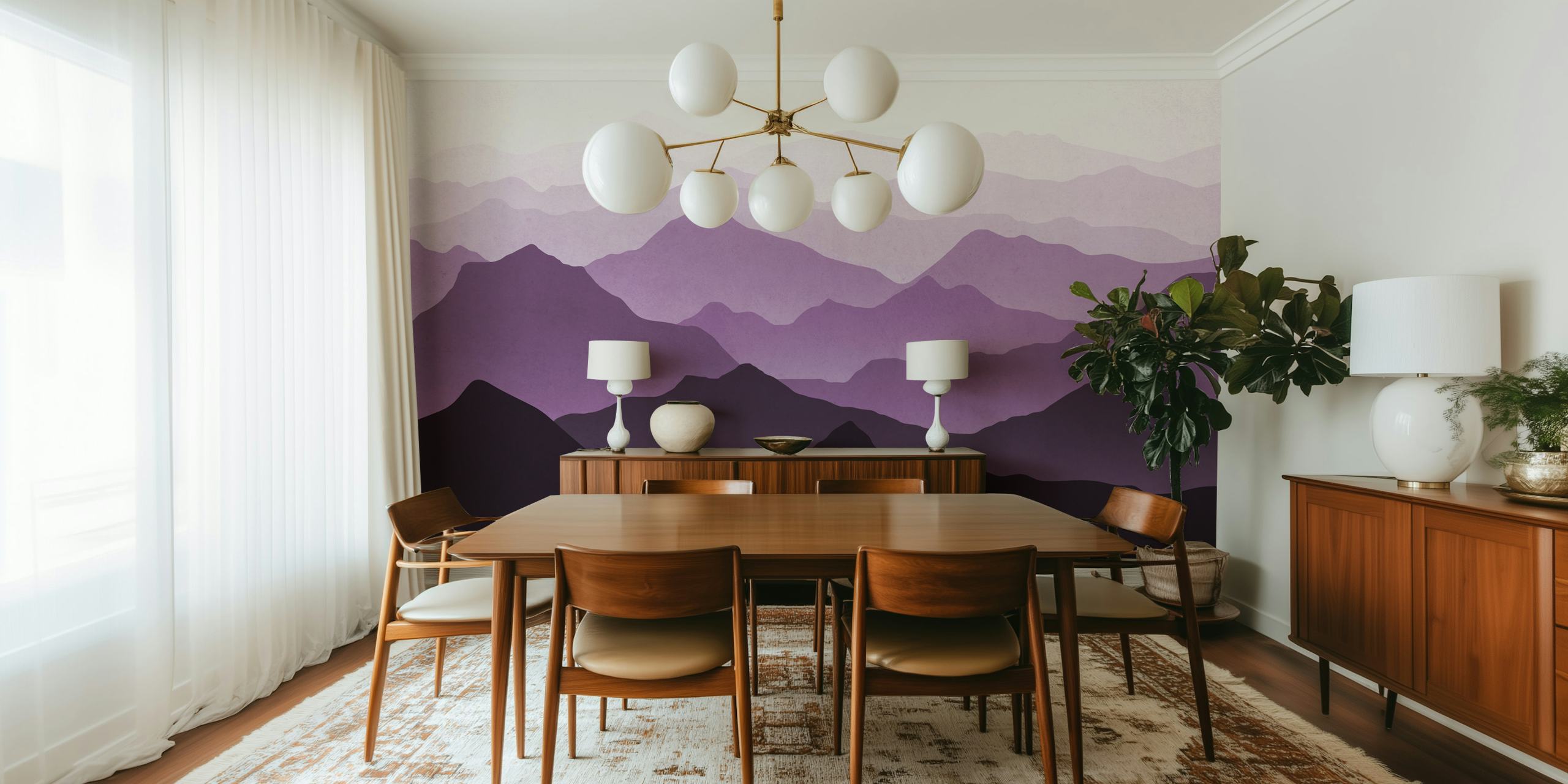 Layered purple mountain landscape wallpaper