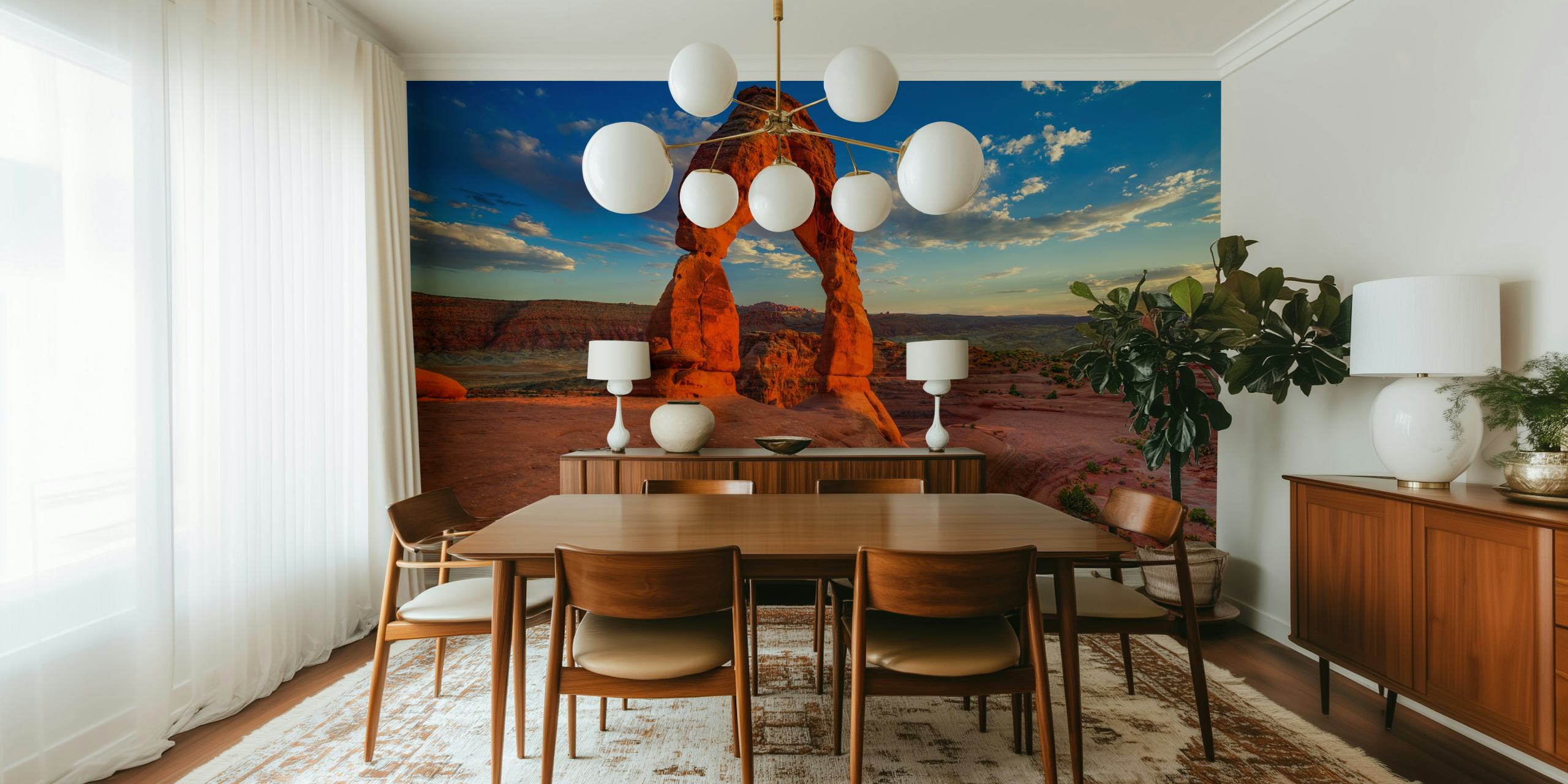 Red rock formations under blue sky with clouds wallpaper