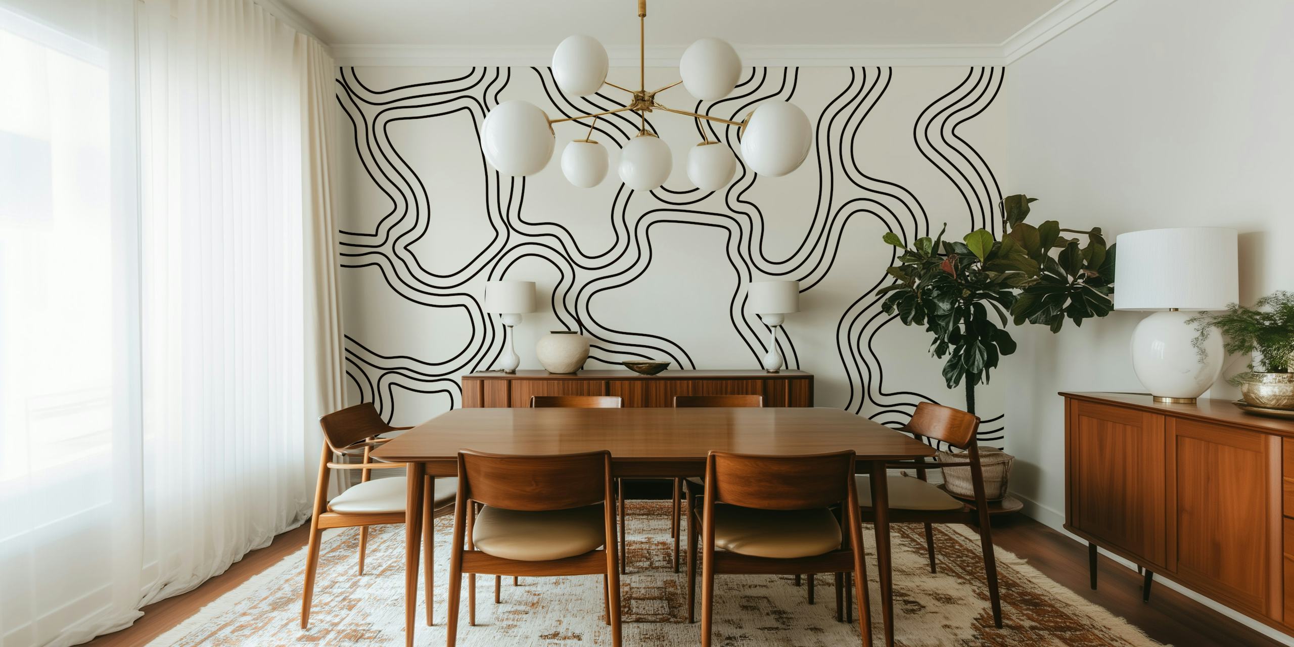 Mid Century Organic Bauhaus wallpaper in a room