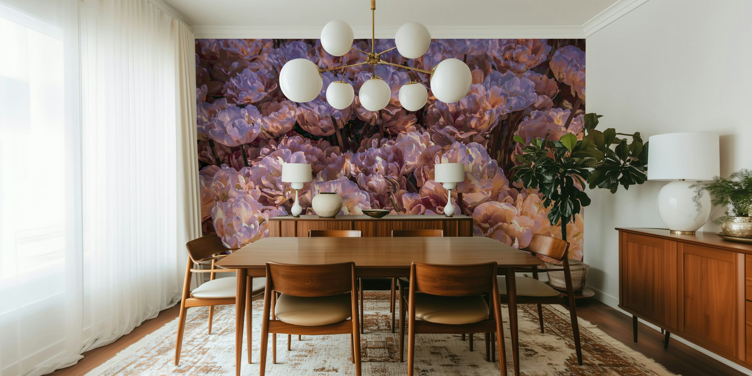 Papel de parede Blush Lush Floral em um quarto