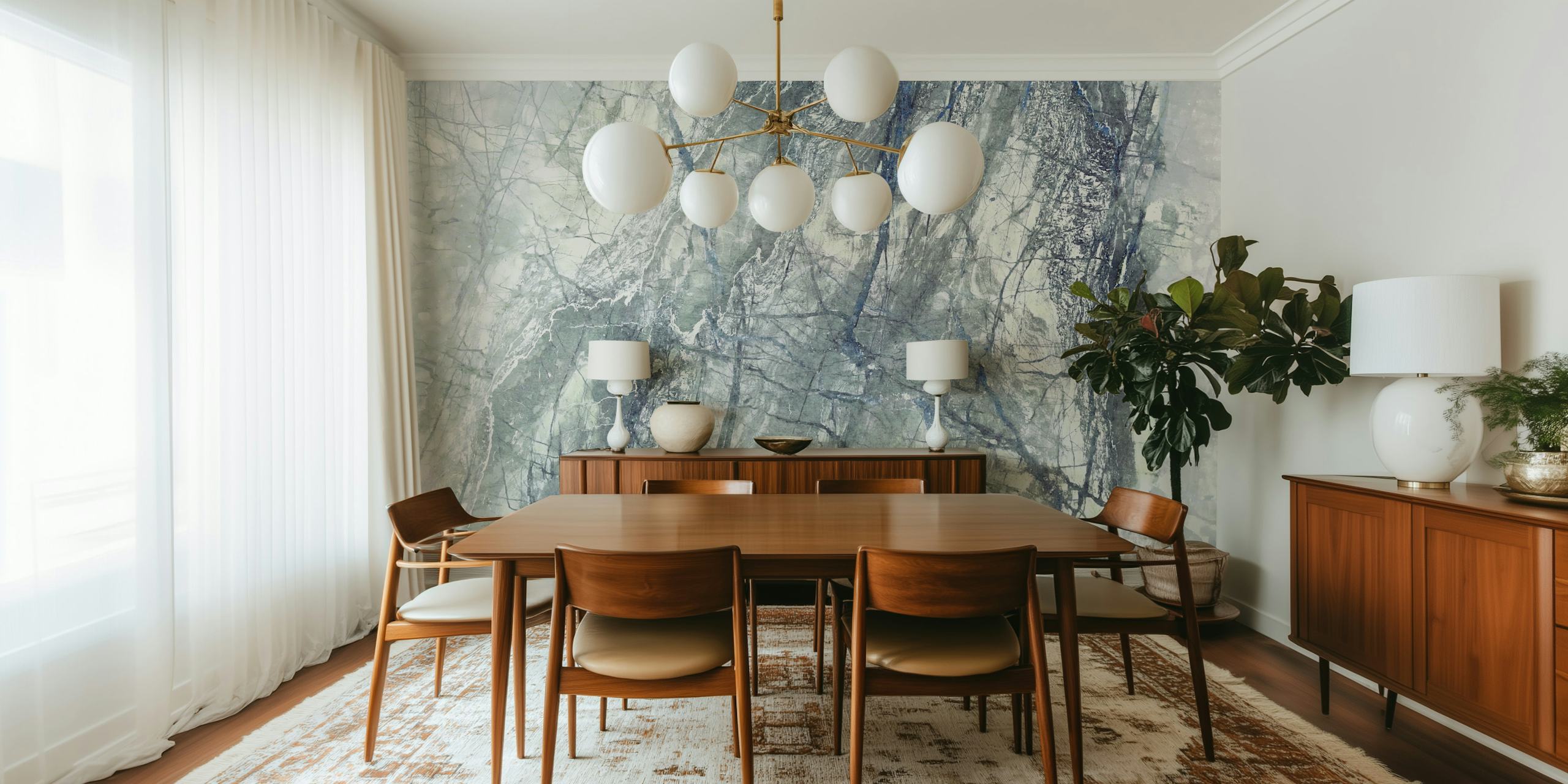 Grey marble pattern with streaks of dark and light tones wall mural