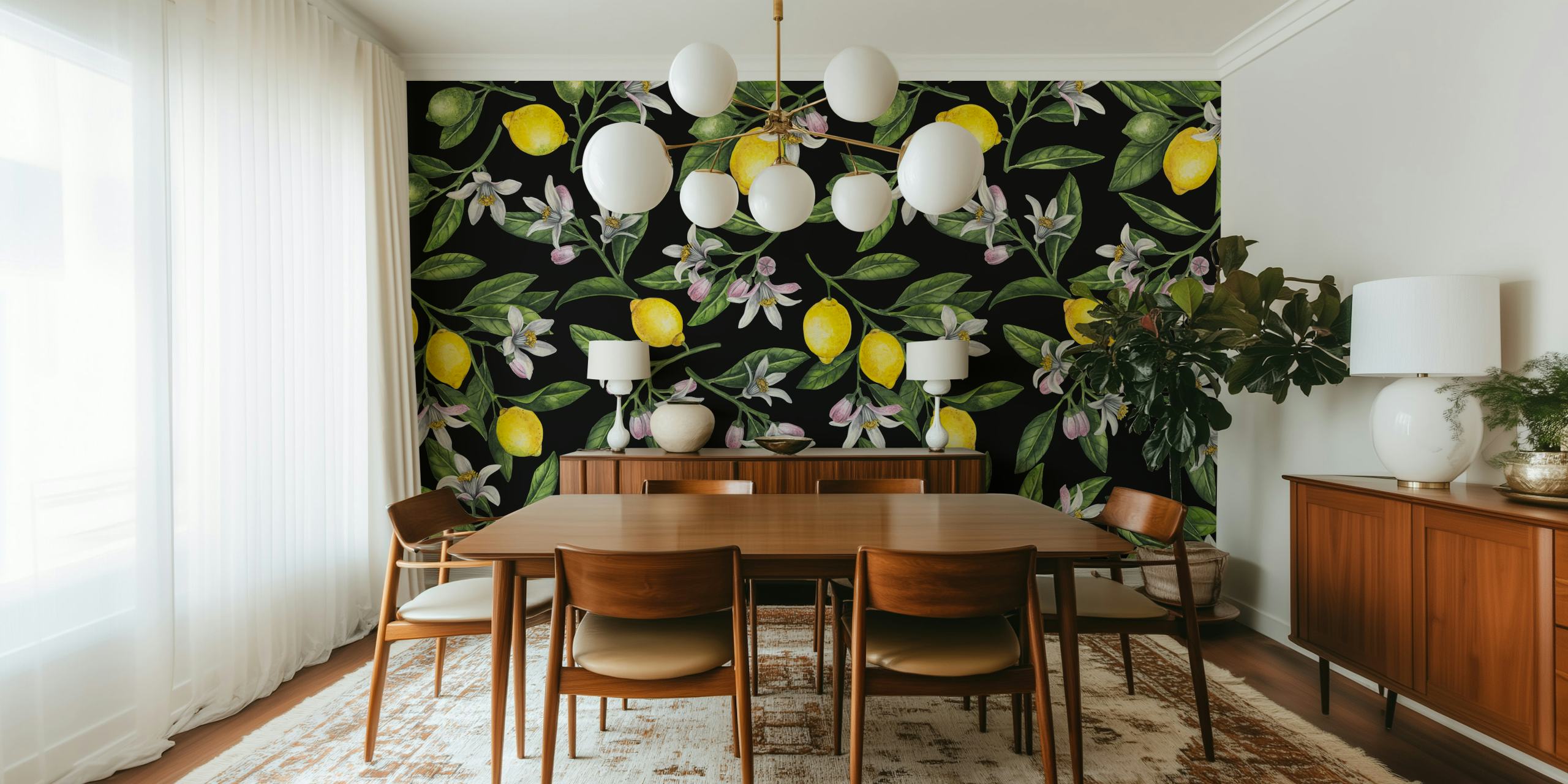 Design de papier peint Lemon branches dans une pièce