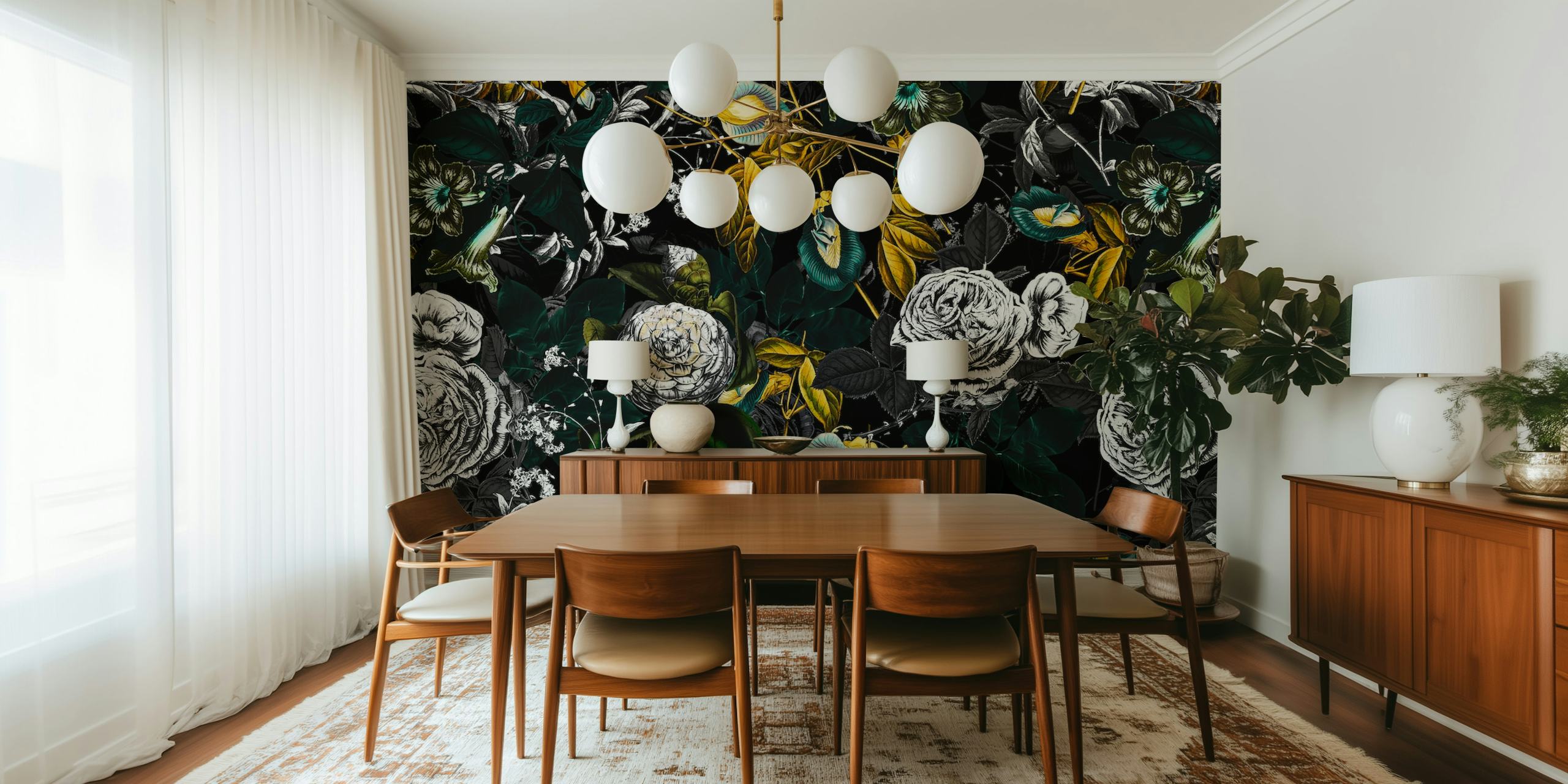 Exotic Garden - night floral wallpaper design