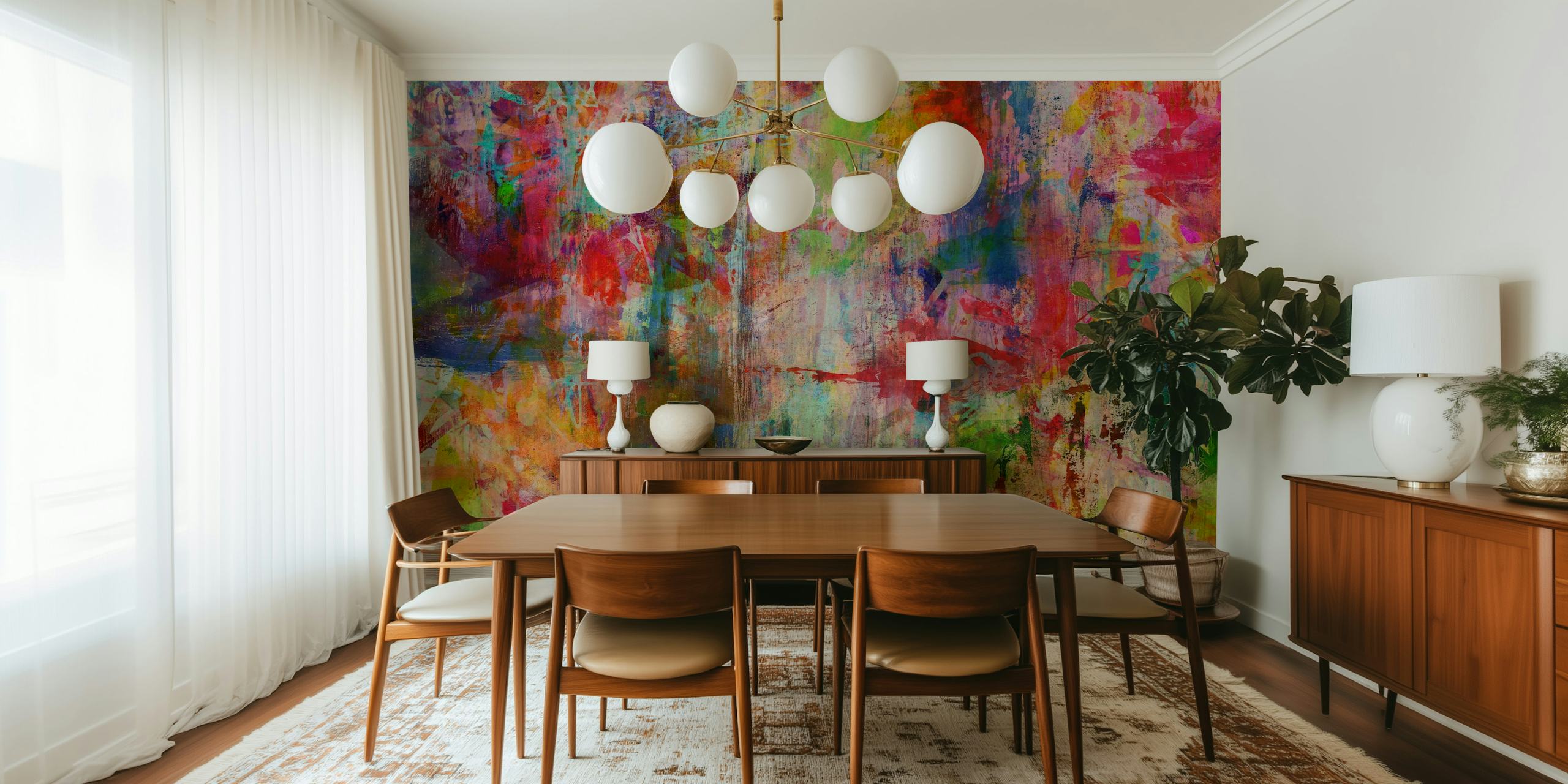 Colorful brush stroke patterns in vibrant hues wallpaper