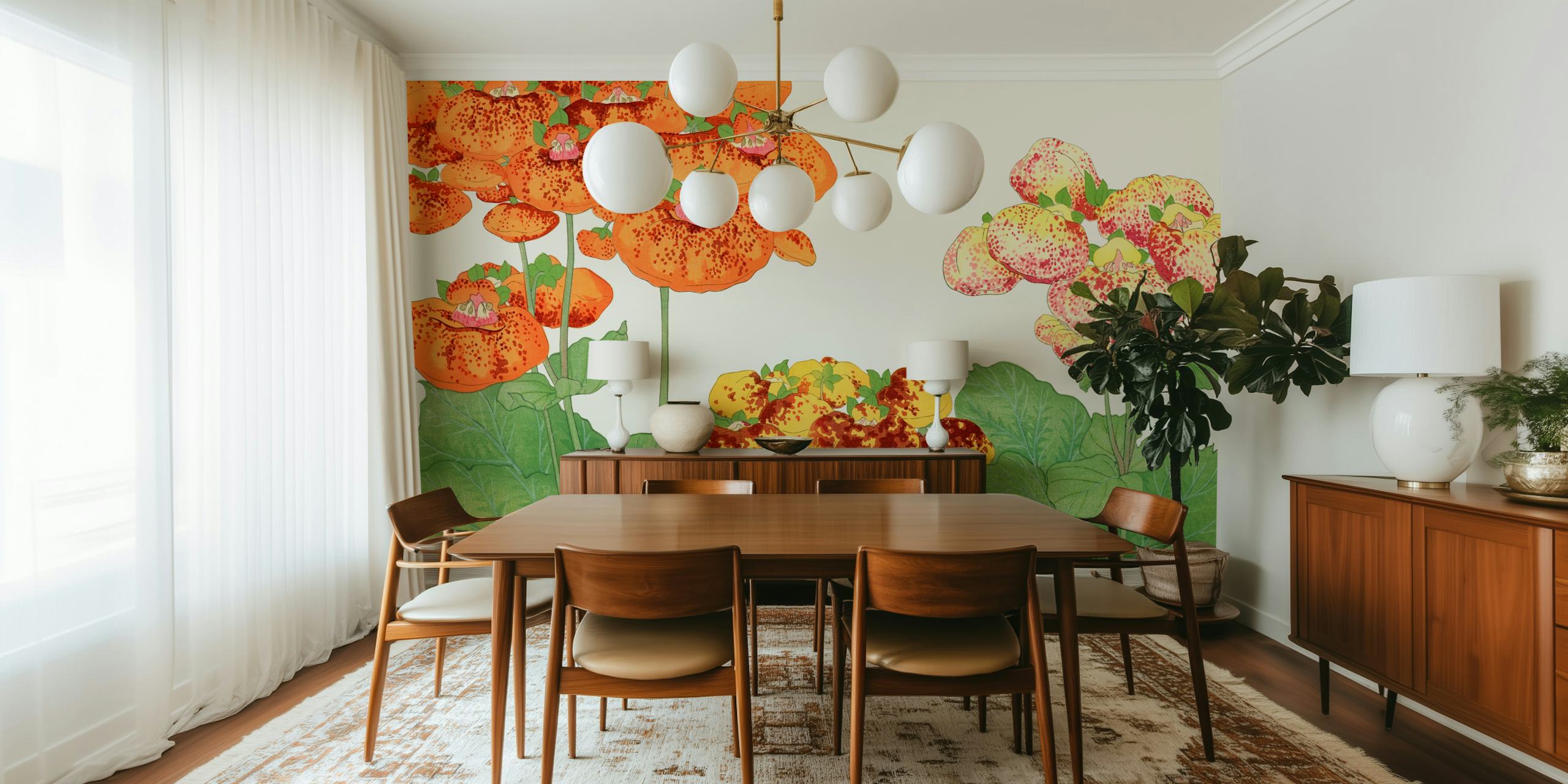 Whimsical Japan Floral wallpaper in a room