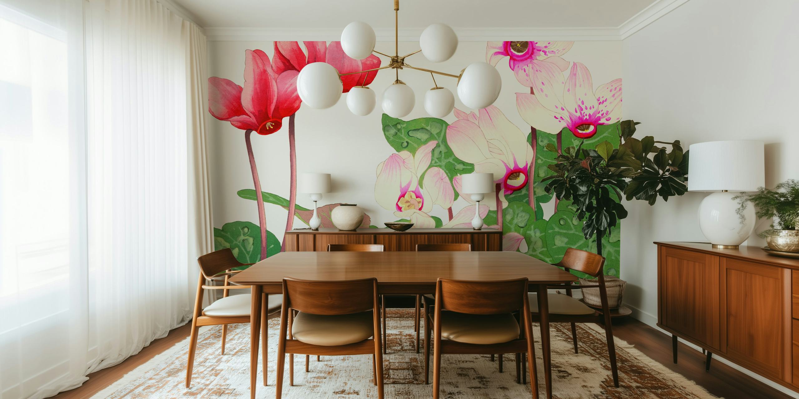 Japan Viola Floral wallpaper in a room