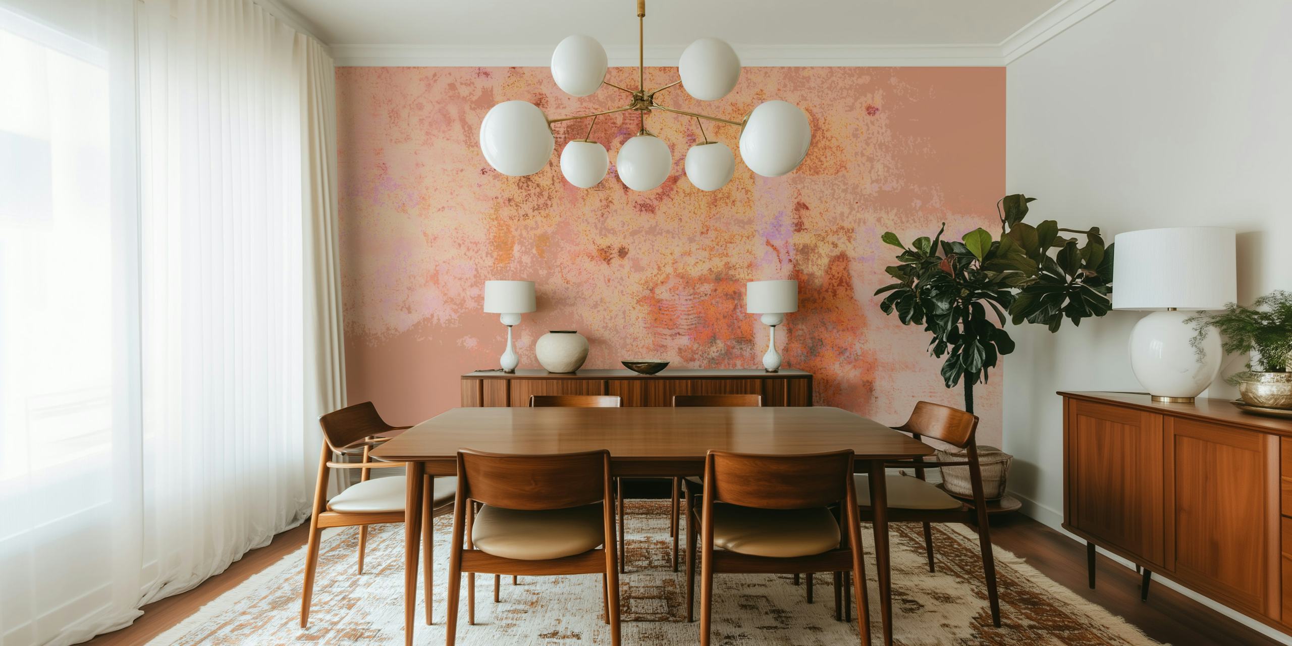 Papel de parede Soft Japandi Coral Reef em um quarto