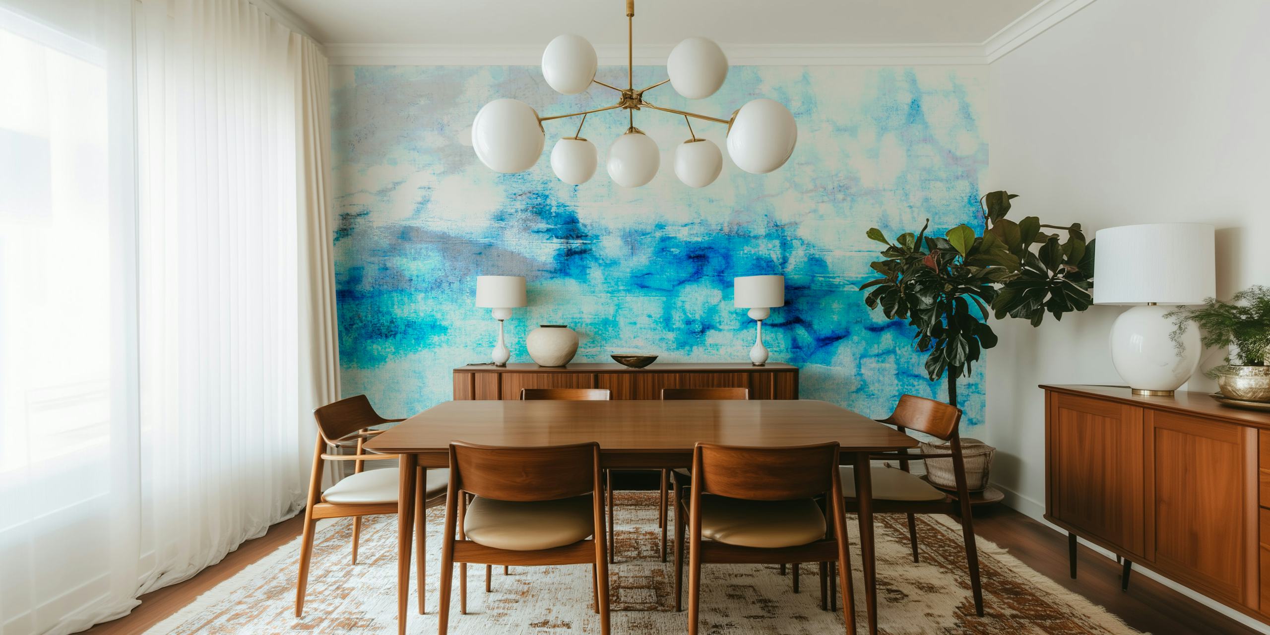 Blue and white watercolor abstract wallpaper