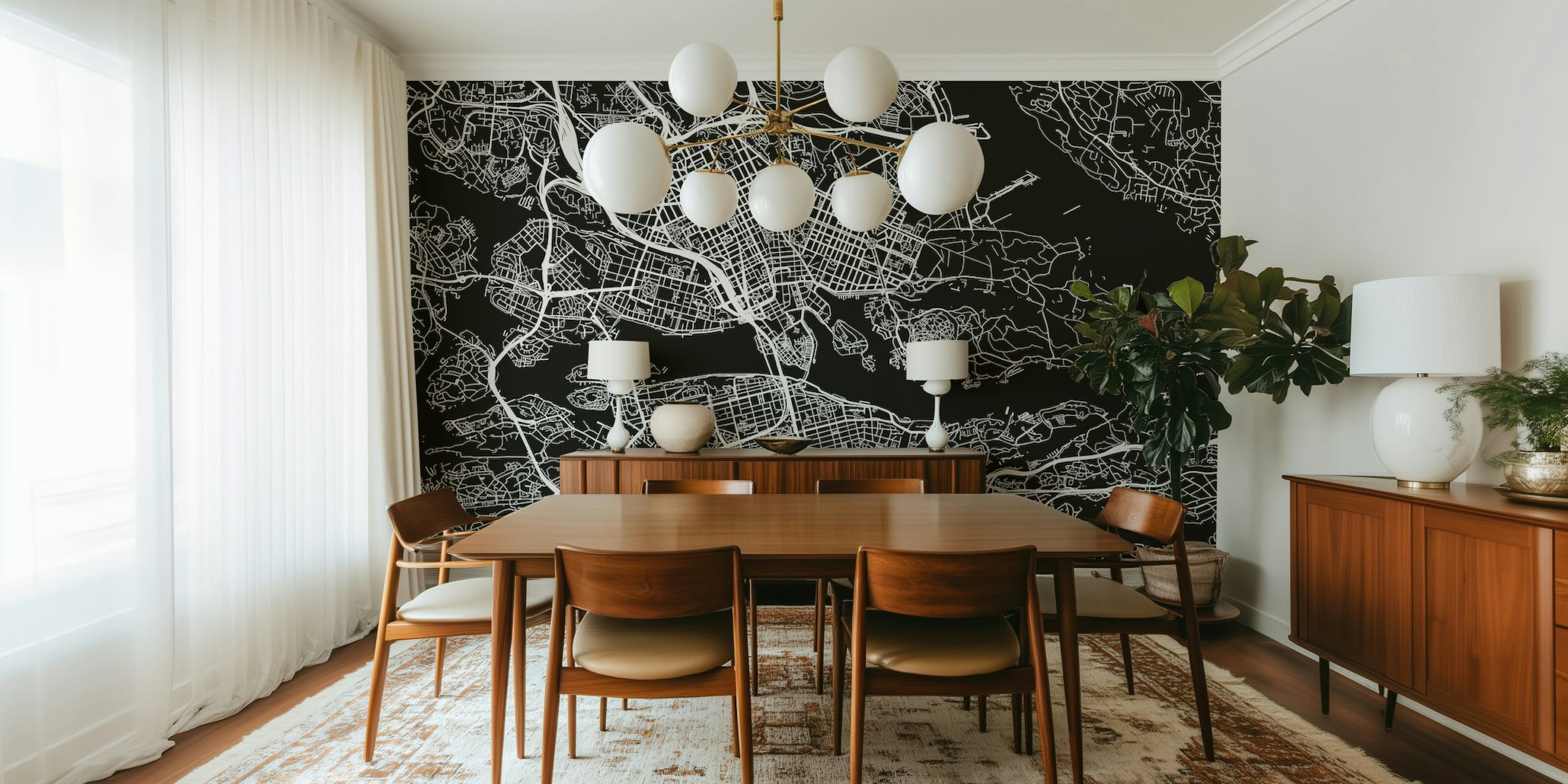 Stockholm map design papel pintado en una habitación