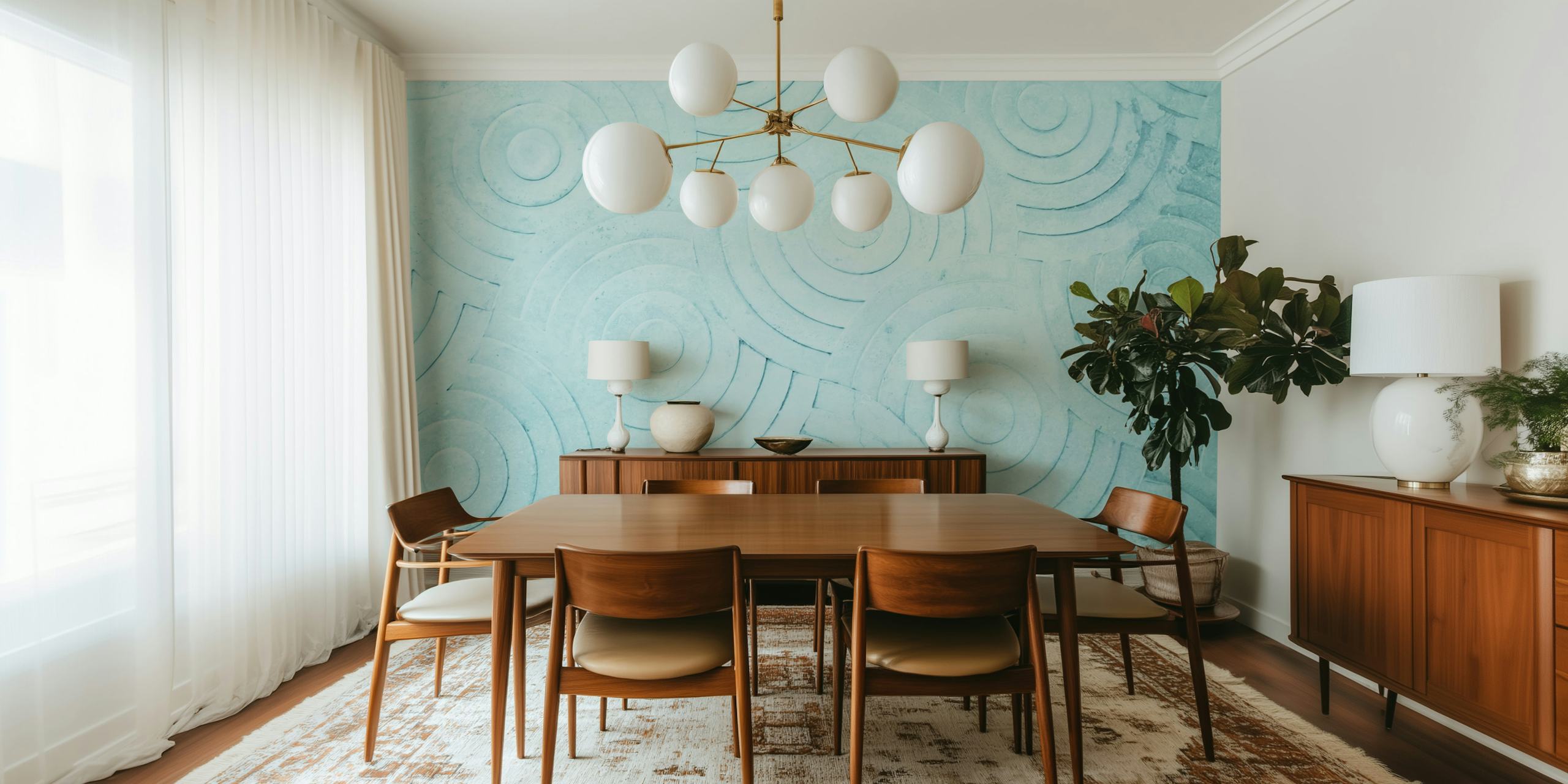 Pastel blue concrete pattern tapet i et rom