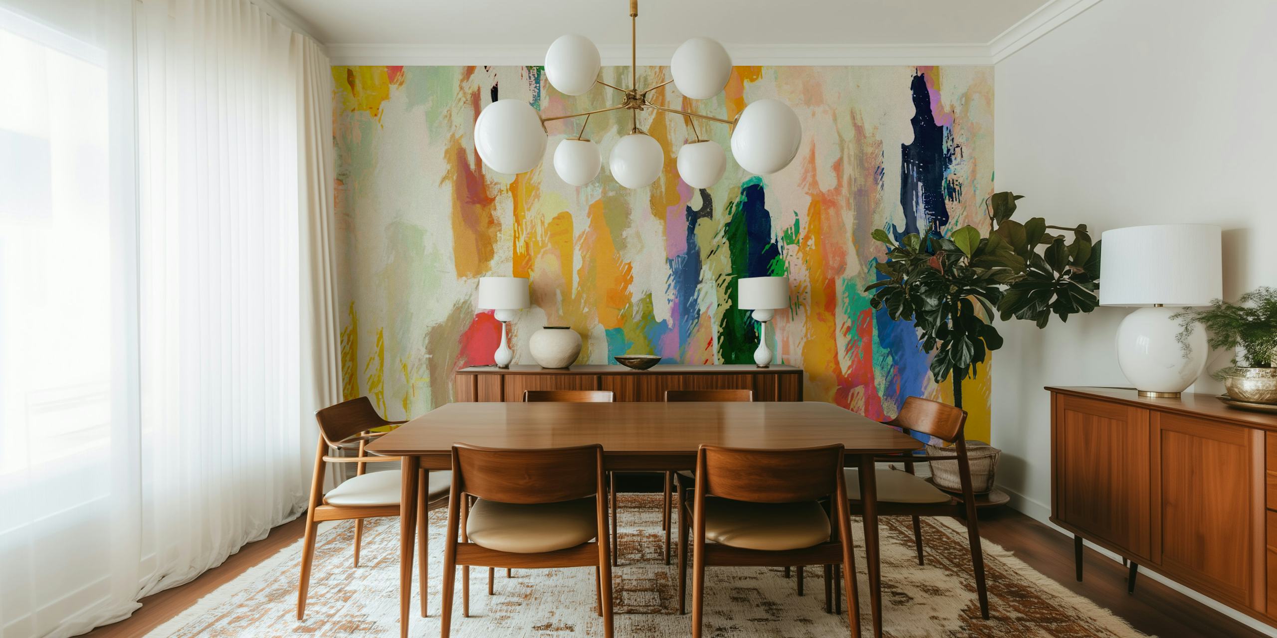 Colorful brush strokes in pastel colors wallpaper