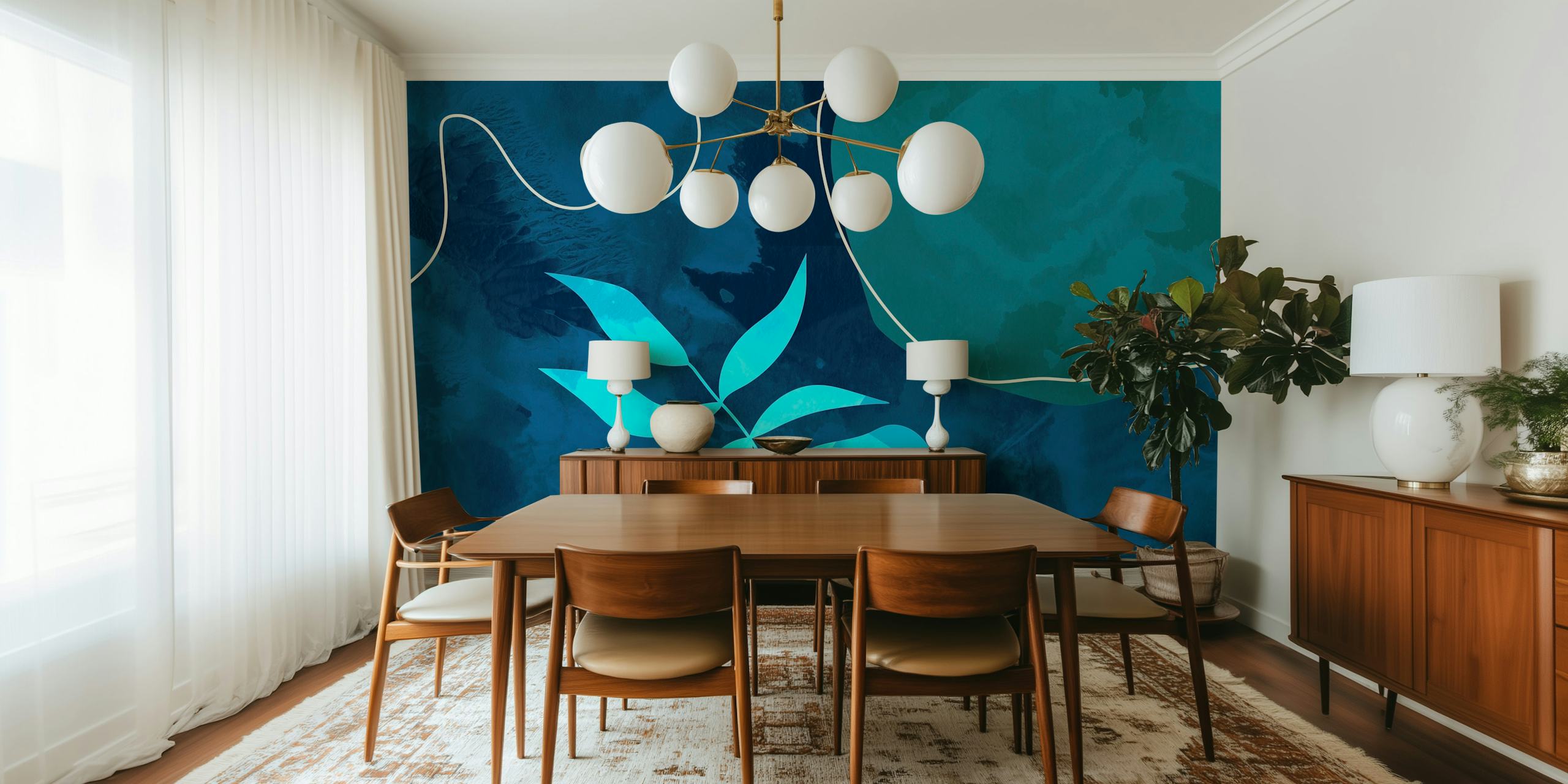 Mid Century Florals XIII wallpaper in a room
