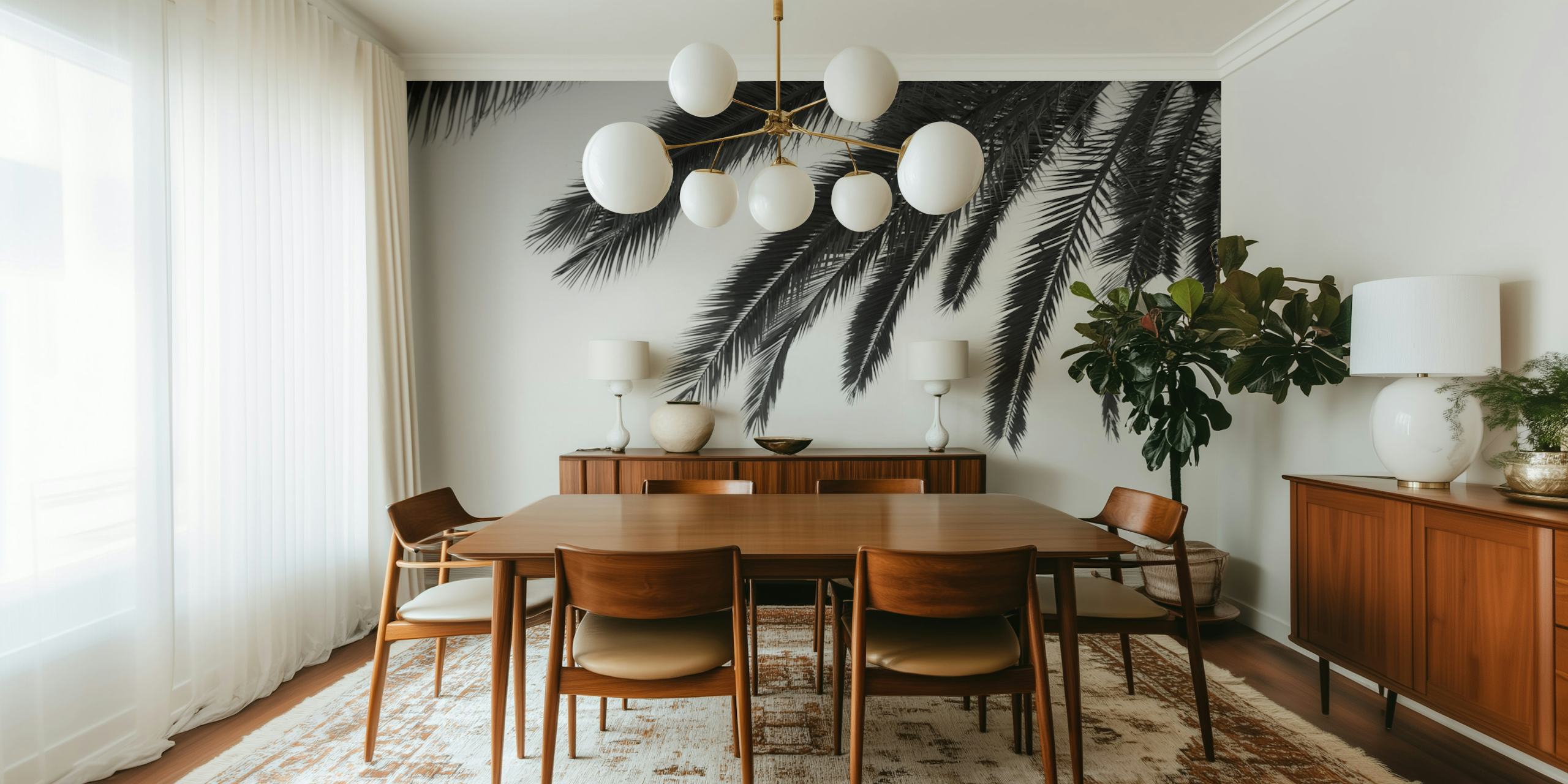 Dreamy Palms 2 tapetti modernissa huoneessa