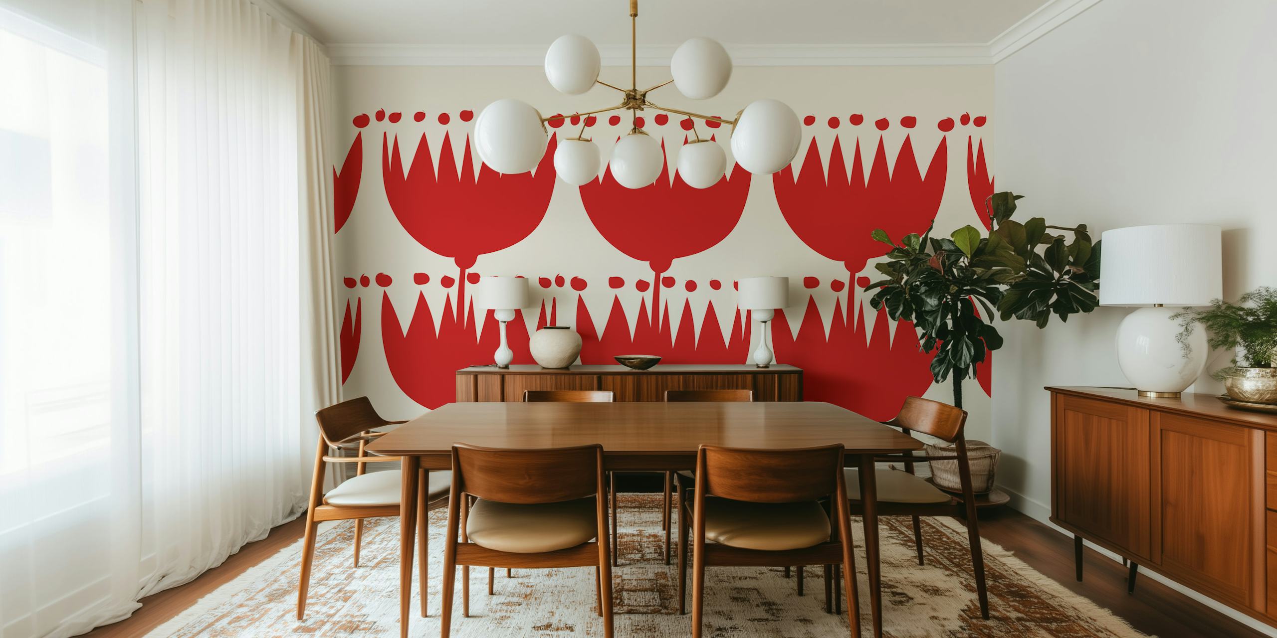 papel de pared 70s Groovy Garden en una habitación