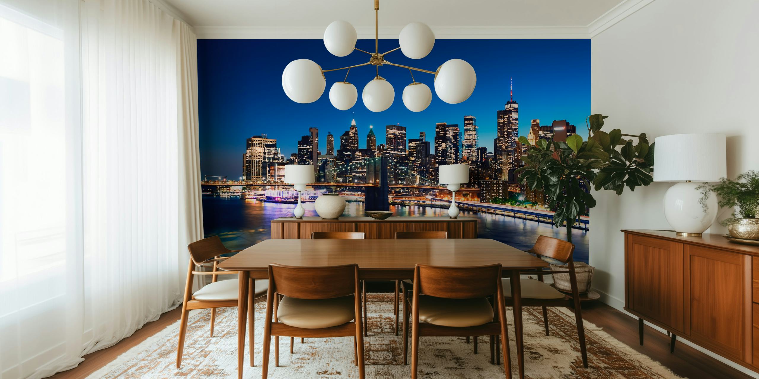 New York City skyline at dusk wall mural