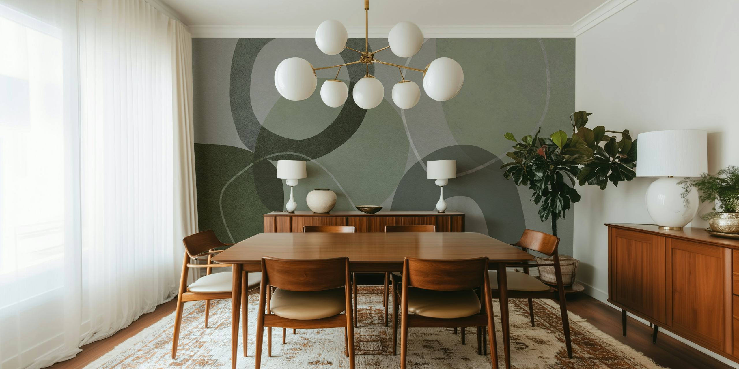 Mid Century Shapes And Outline GreenTeal u sobi