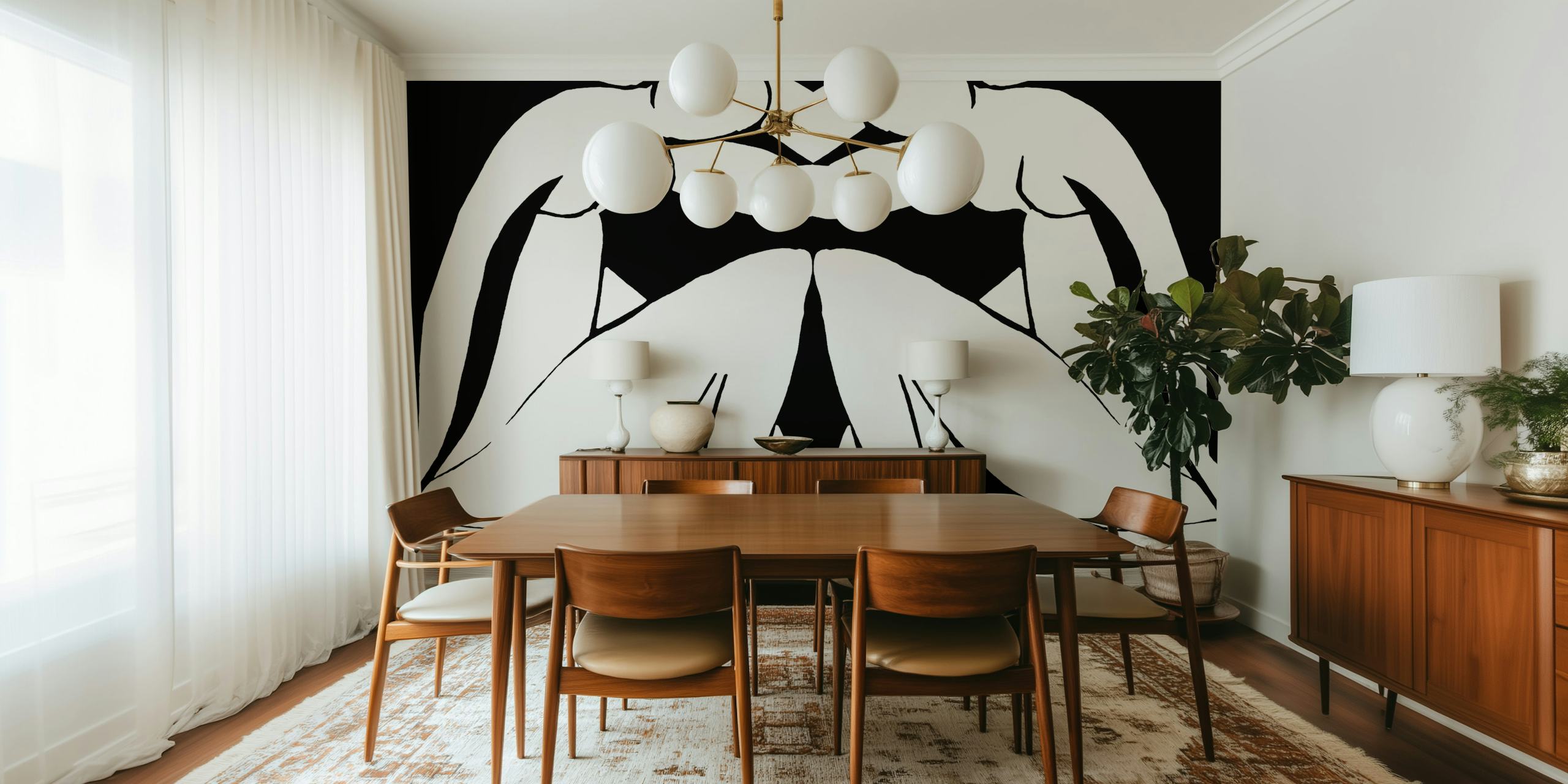 Matisse Sisters Black and White wallpaper in a room