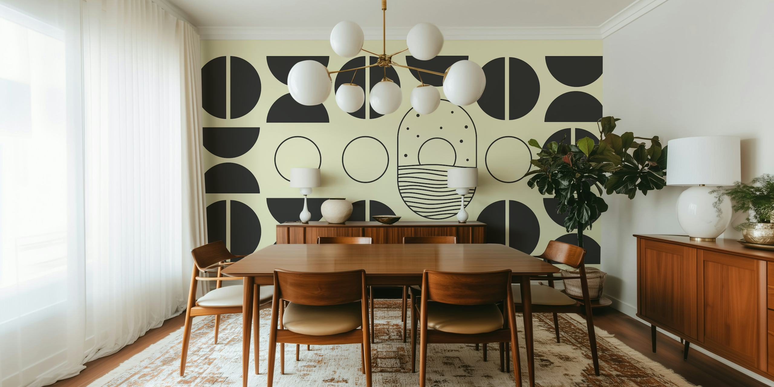 Ταπετσαρία Mid Century Bauhaus Sunrise σε ένα δωμάτιο