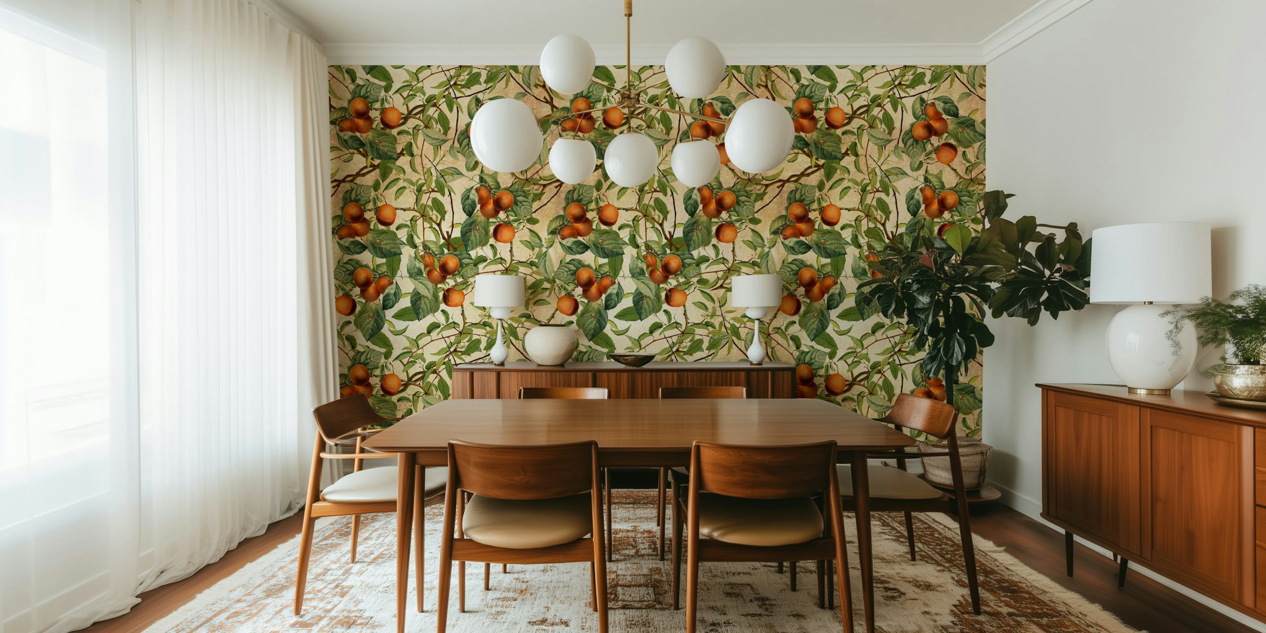 Vintage Fruit Pattern wallpaper in a room