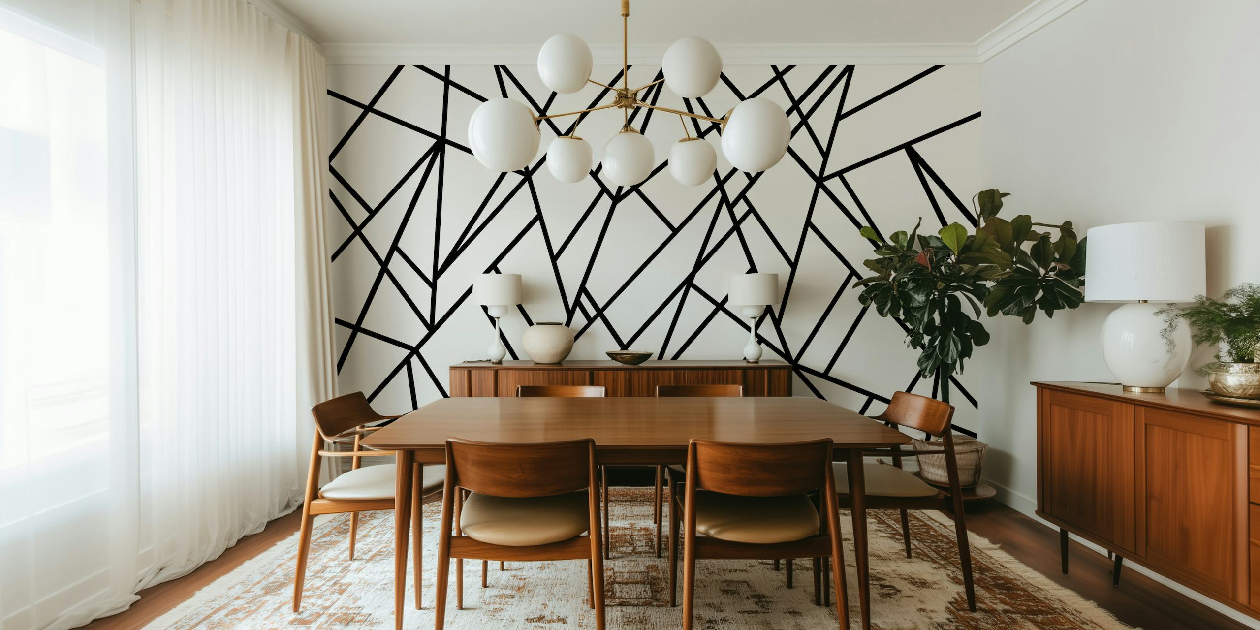 Klassische Black White Geo 2b geometrische Tapetgestaltung