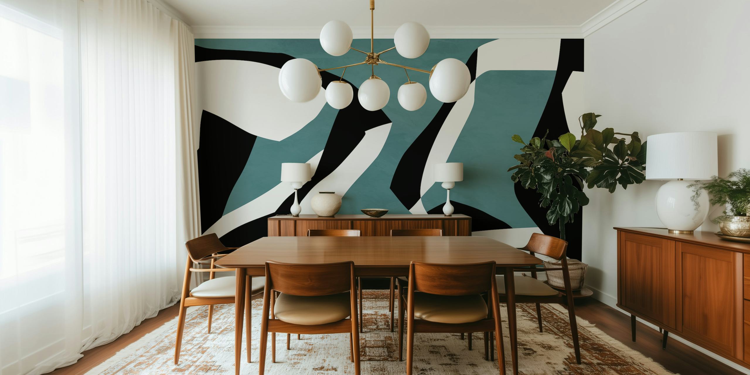 Abstract wallpaper in a modern room