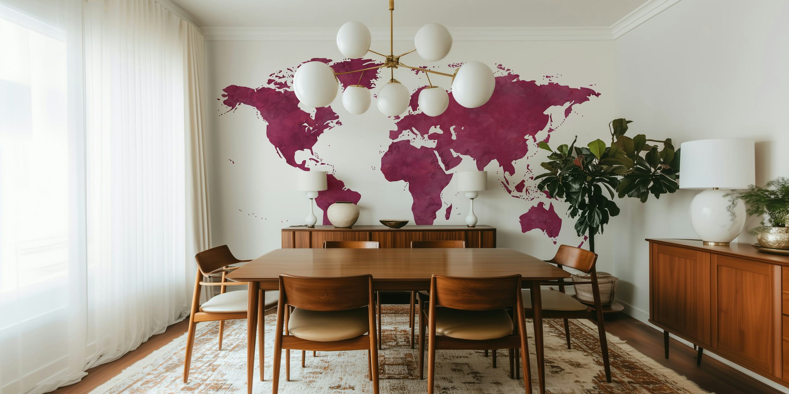 Βαφή τοίχου παγκόσμιος χάρτης μωβ