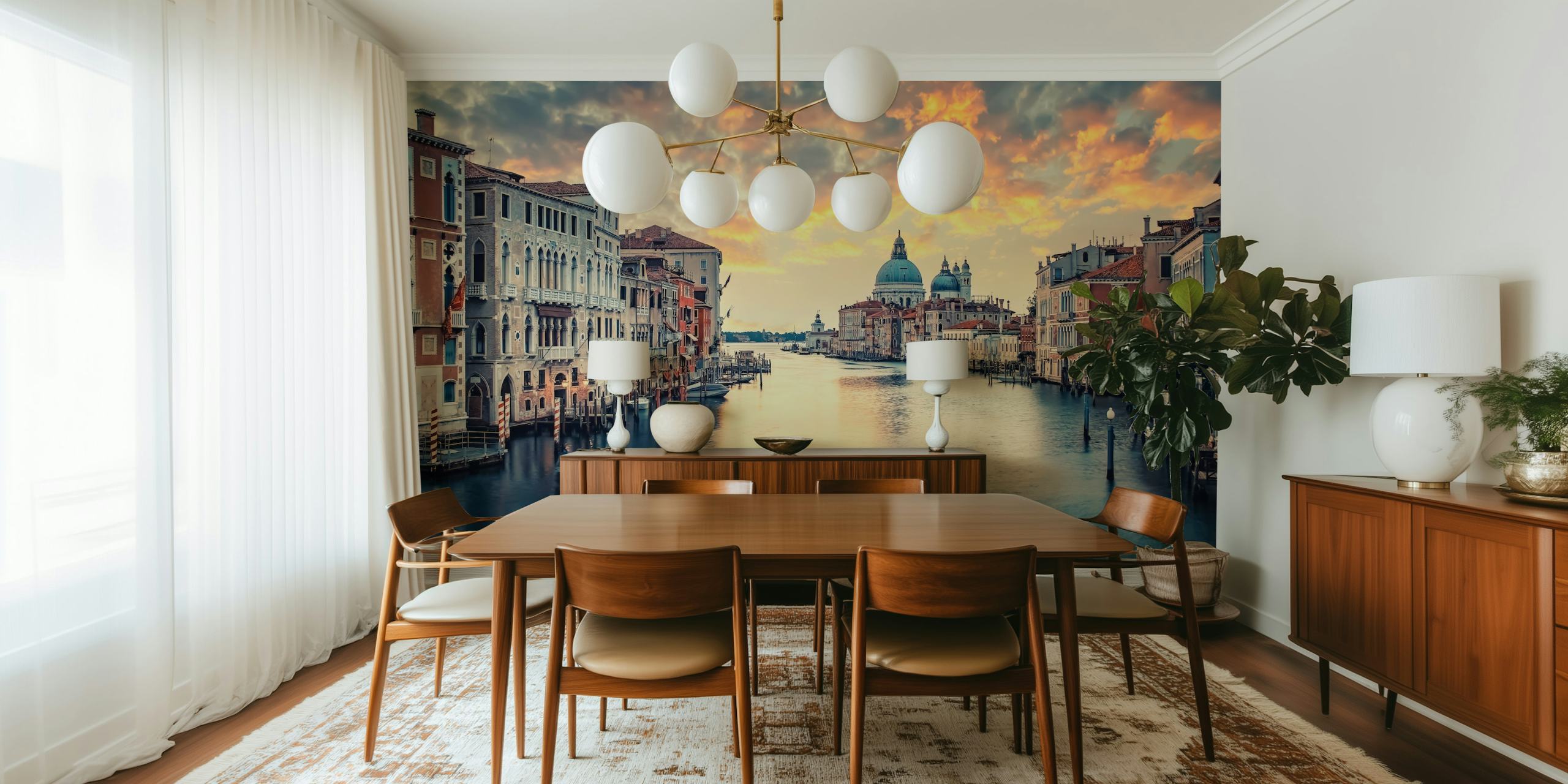 Venetian canals at sunset with warm colors wallpaper
