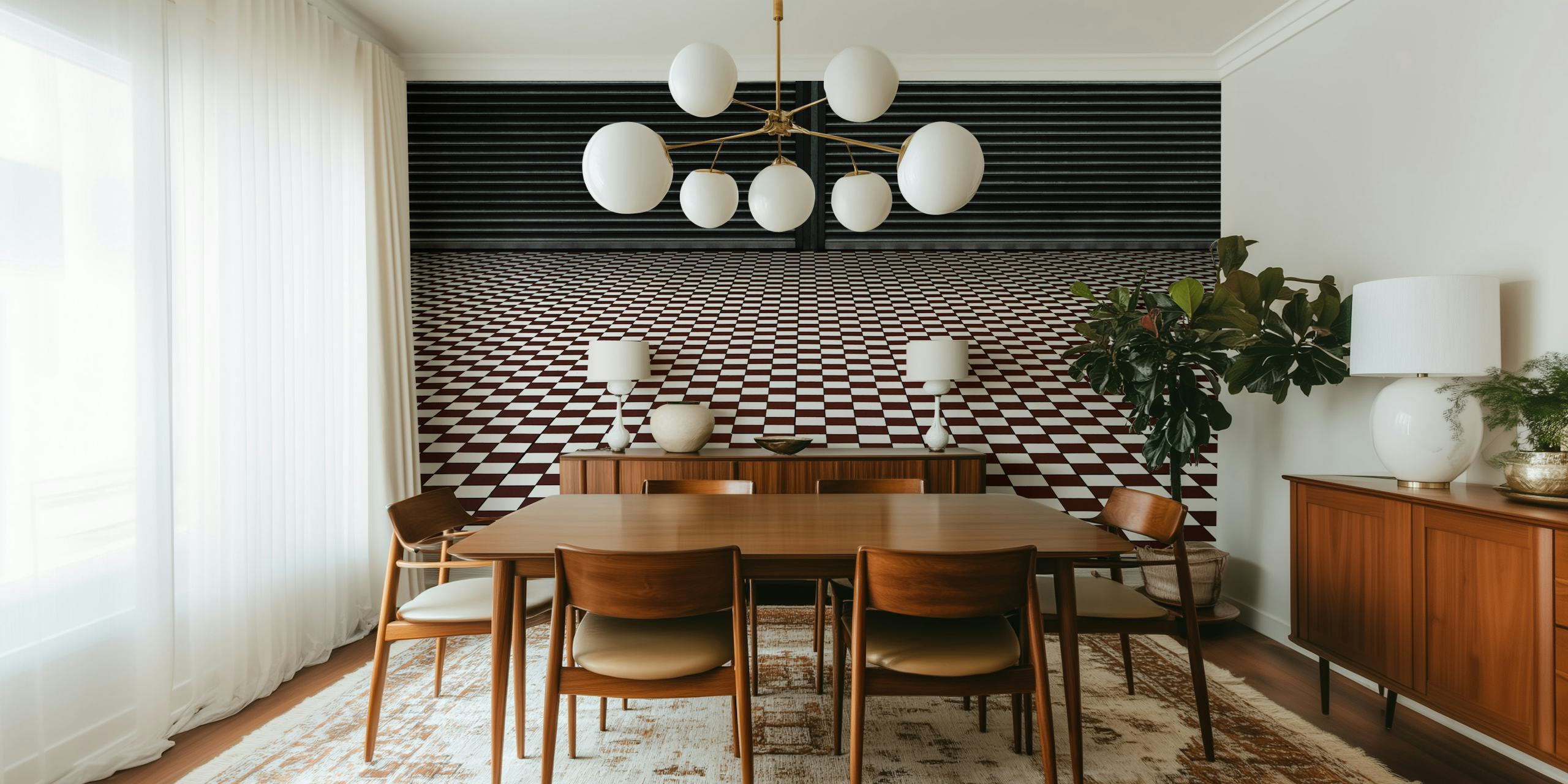 hypnotisches Bodenmuster wallpaper in einem Raum