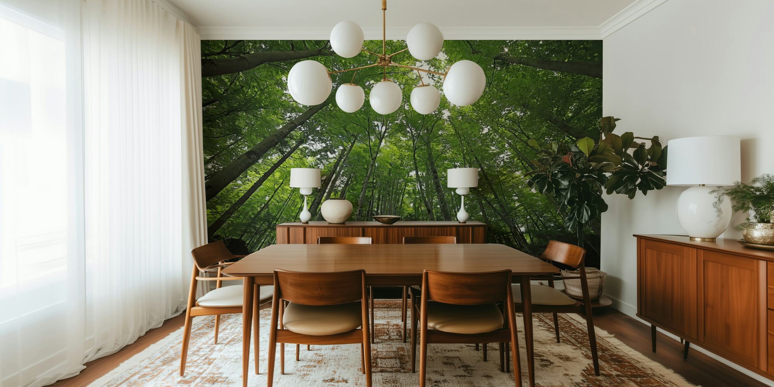 Papel pintado Forest Green Mistic en una habitación