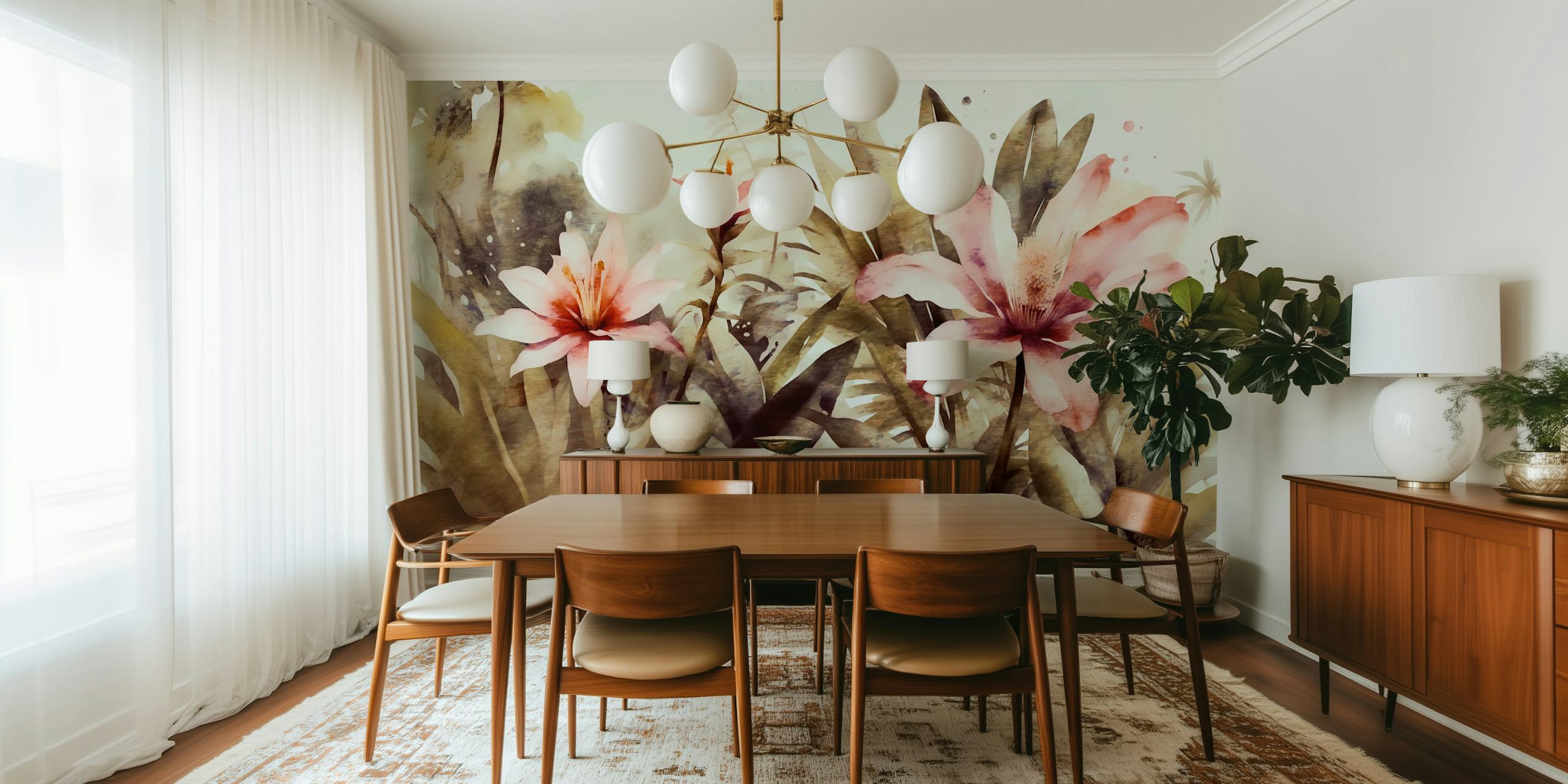 Papel de parede Vintage Jungle Style em um quarto