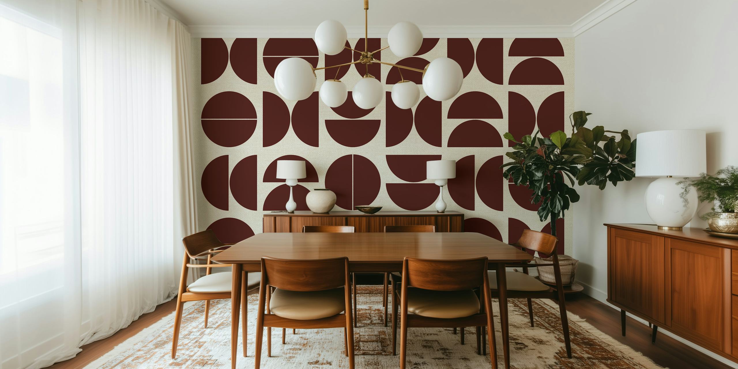Wine Colors Bauhaus behangontwerp in een kamer