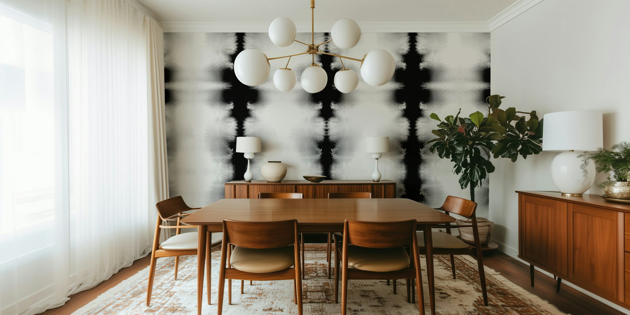 Black White Zen Geometry wallpaper in a room