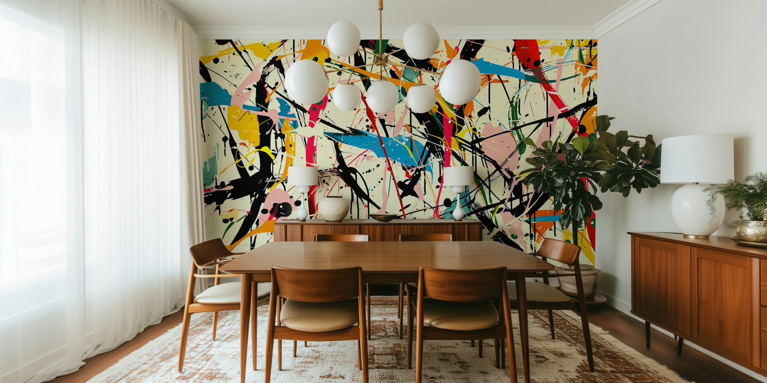 Papier peint abstrait Pollock Wink 59 dans une pièce