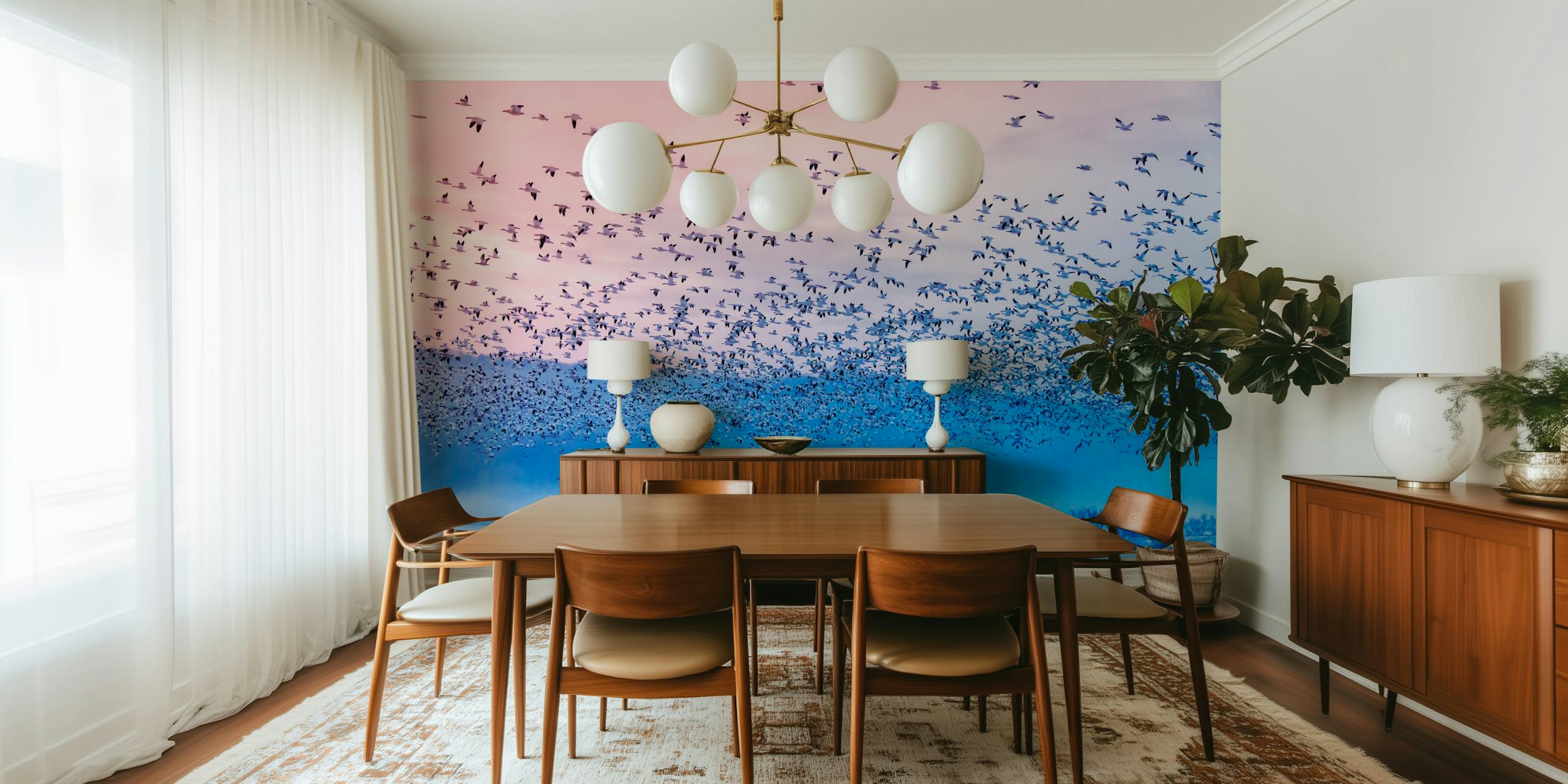 Υπόβαθρο του flying in the fogging morning σε ομιχλώδη τοπία