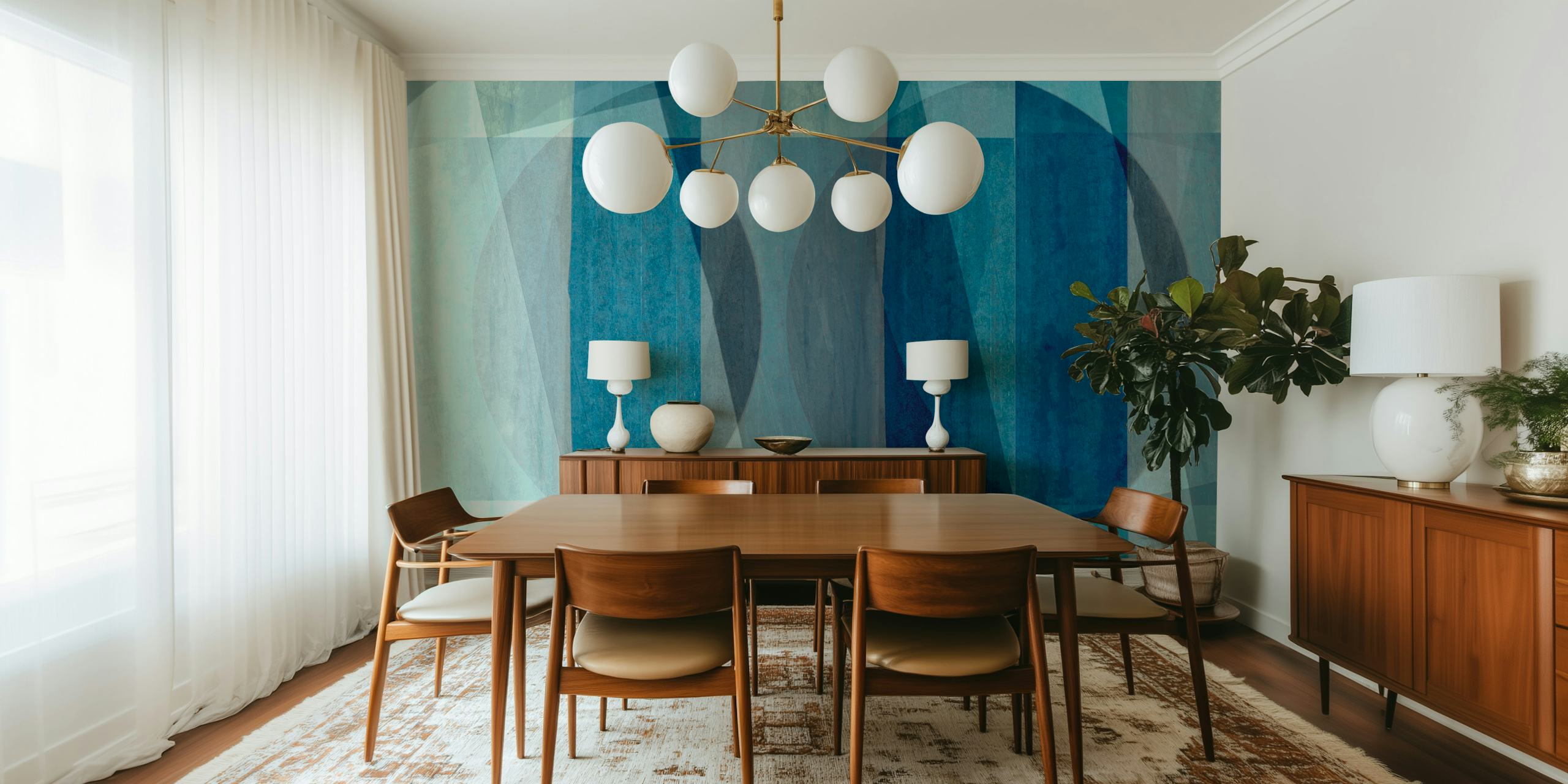 Layered Mid Century Bauhaus tapet i et rum