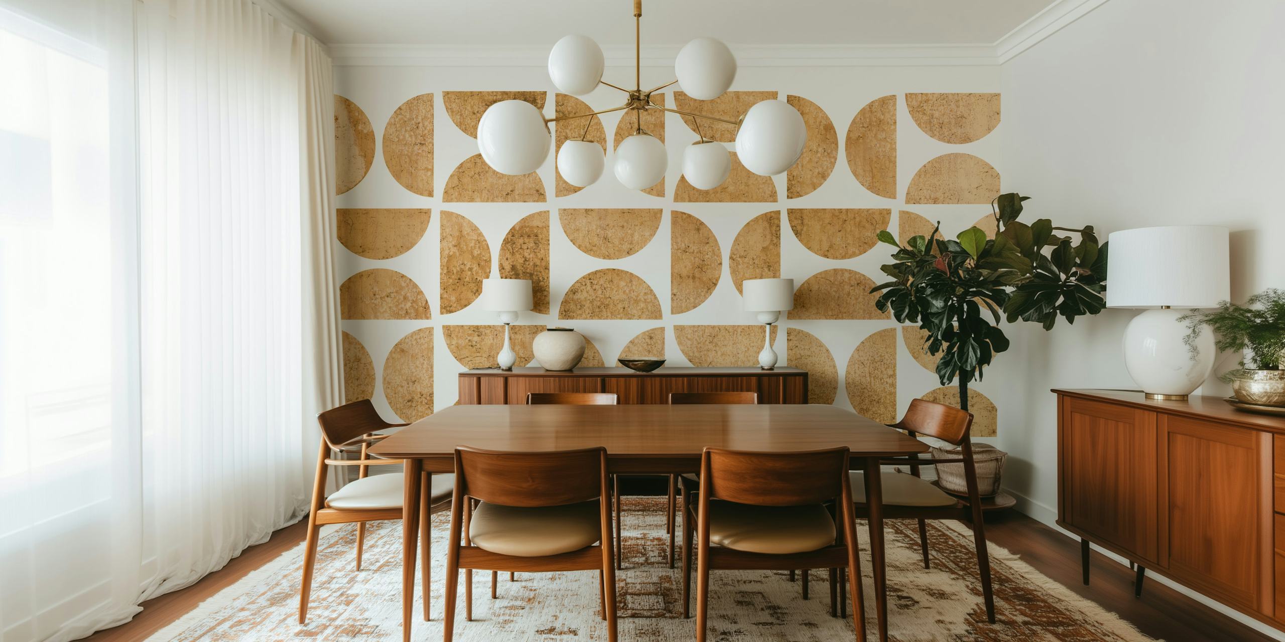 Papel tapiz Bauhaus Wood Antique en una habitación