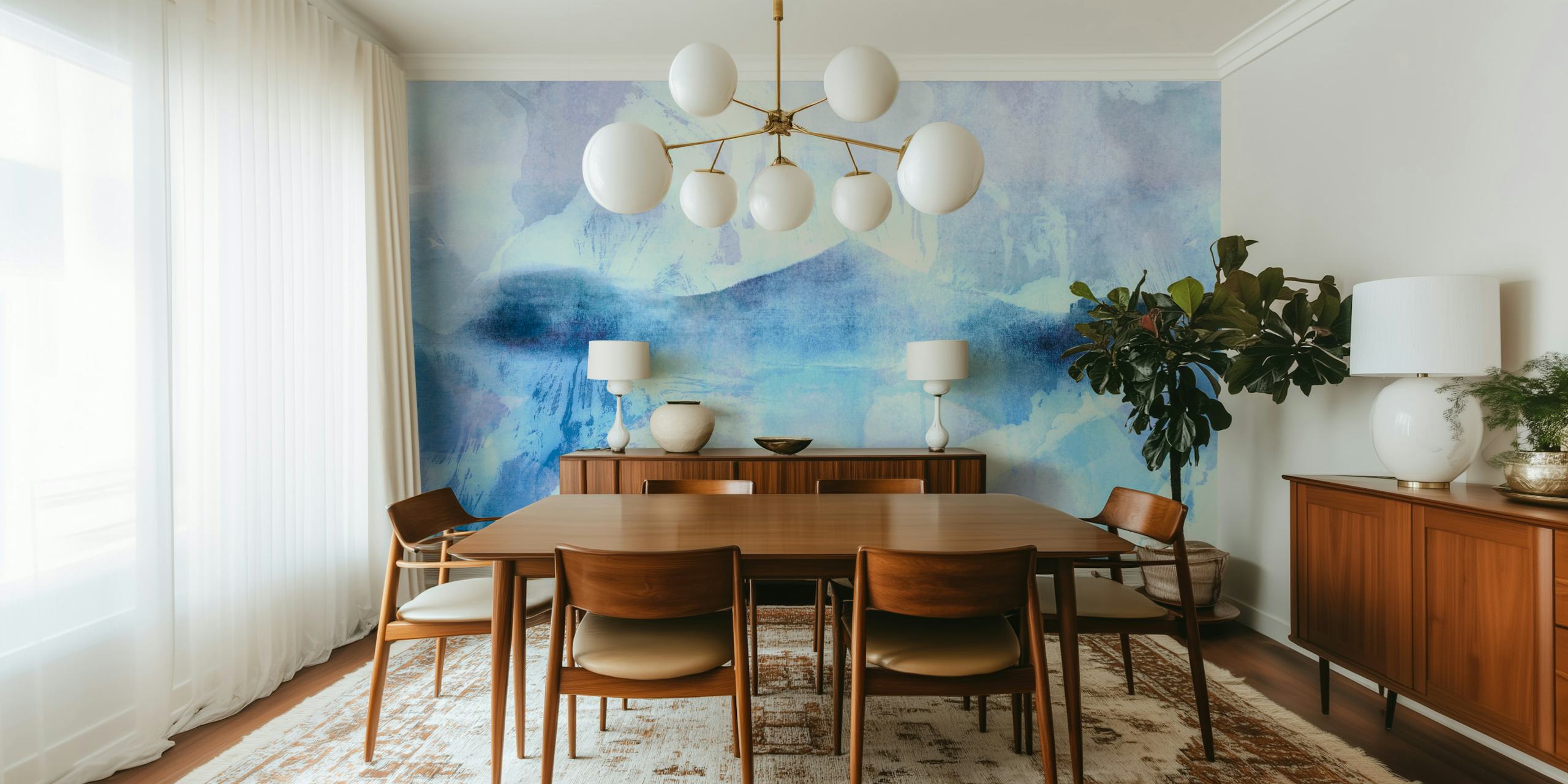 Dreamy Blue Hill wallpaper in a room