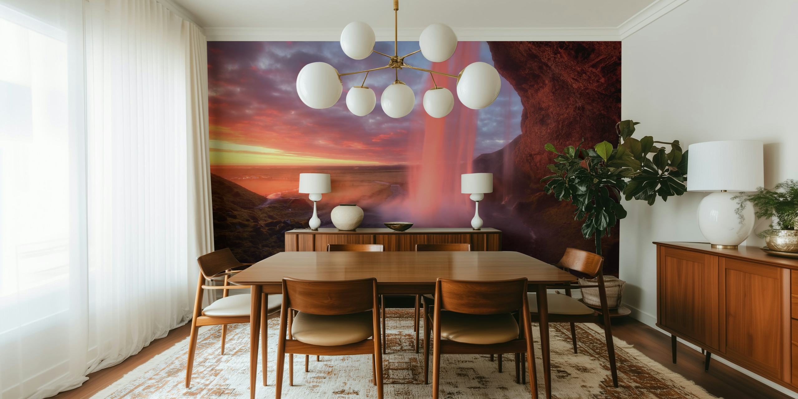 Une fresque murale en cascade aux couleurs du coucher du soleil, nommée « The Burning Falls »