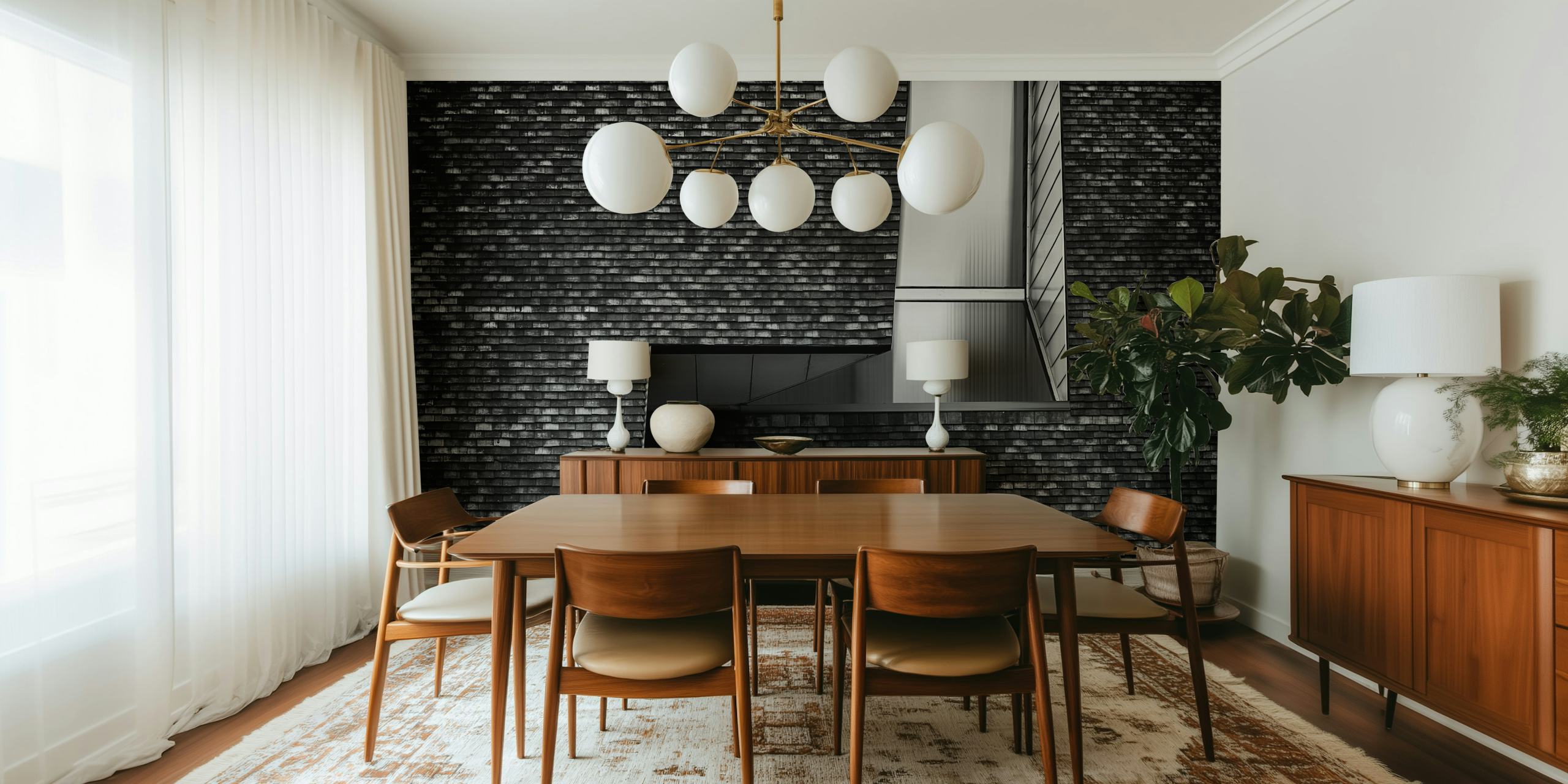 Geometric patterns in black and white, contemporary wallpaper