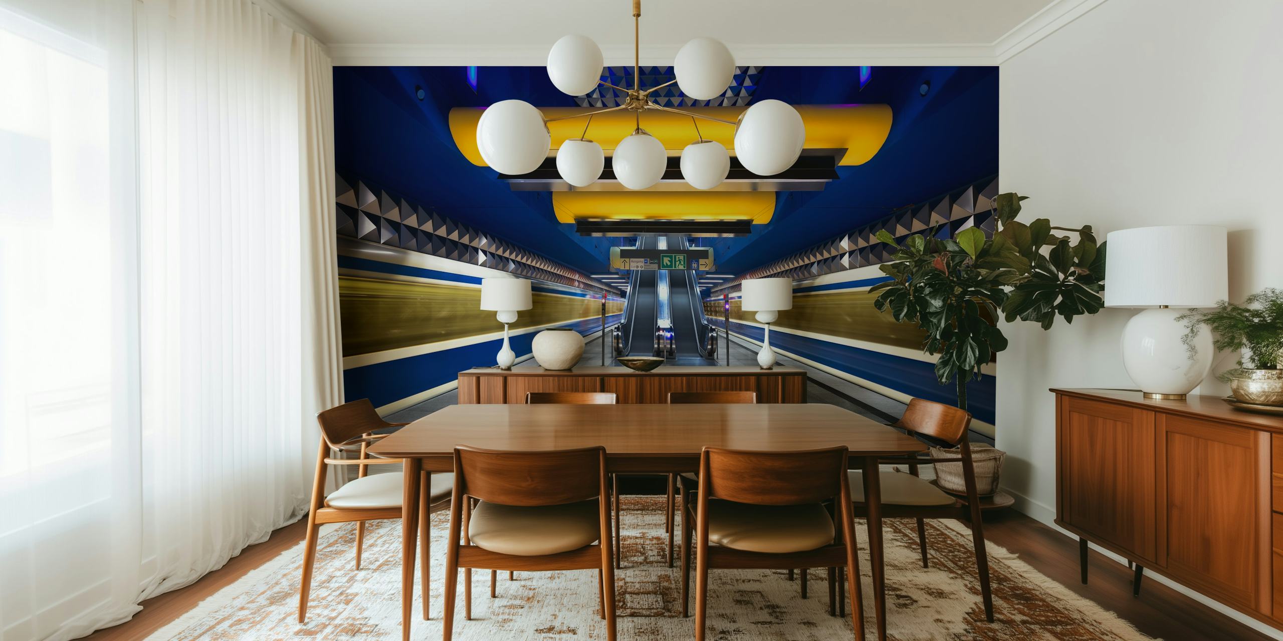 Munich Underground behang in een moderne kamer