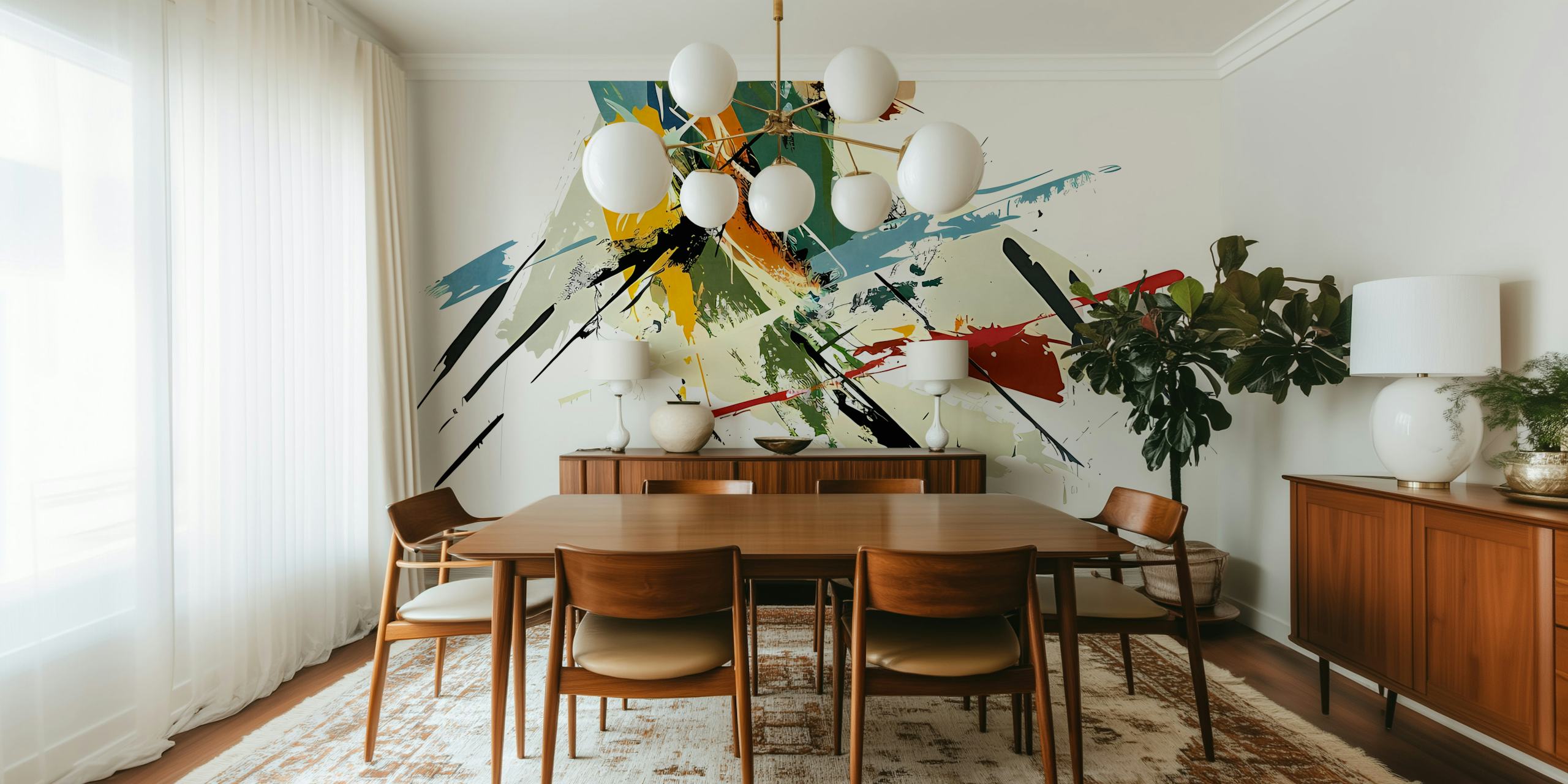 Papier peint Brushstrokes 16 présenté dans une pièce